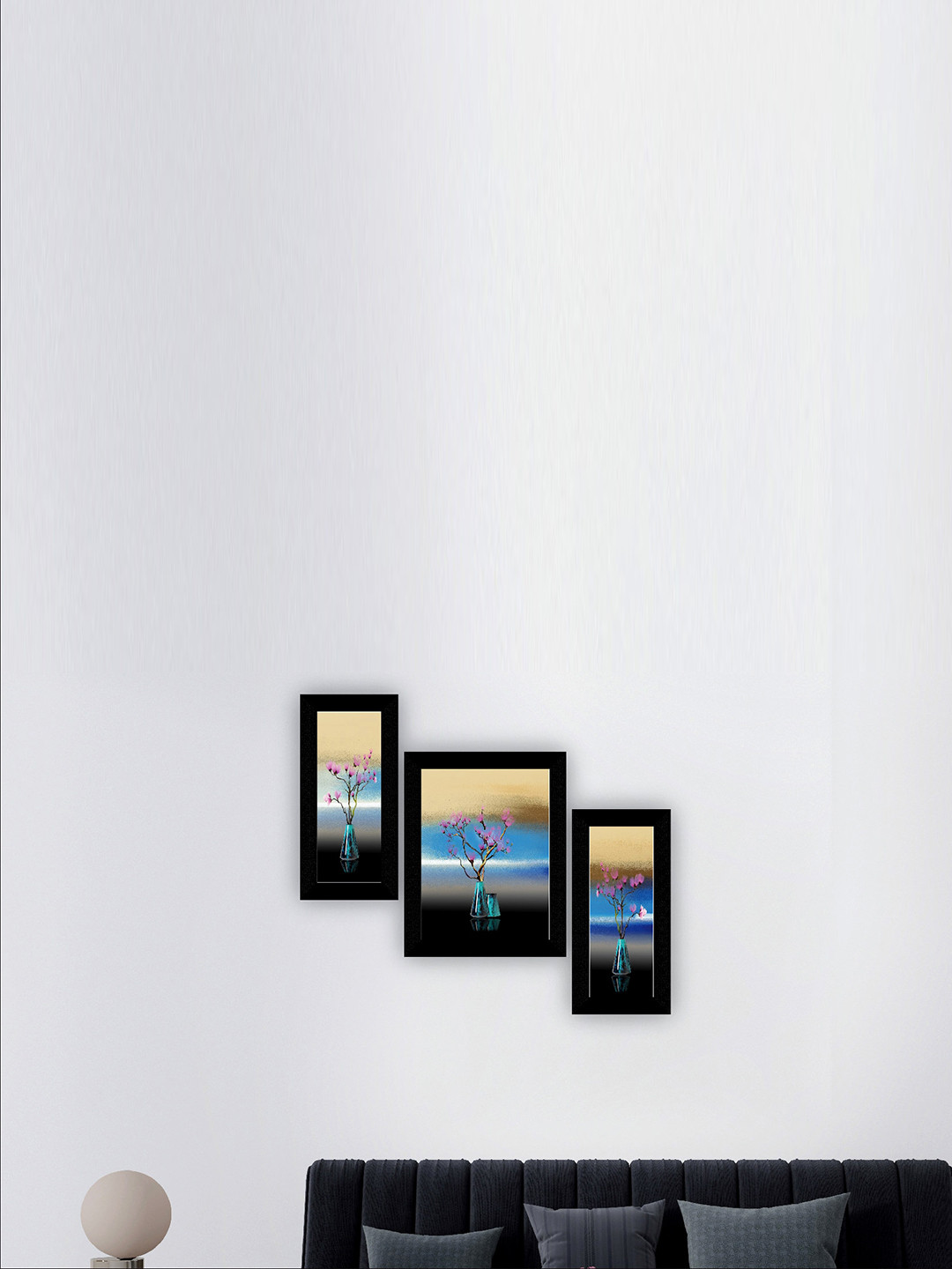 SAF Flower Pot Canvas 3 Piece Wall Rectangle Paintings Wall Art - 8.8 x 5.3 In