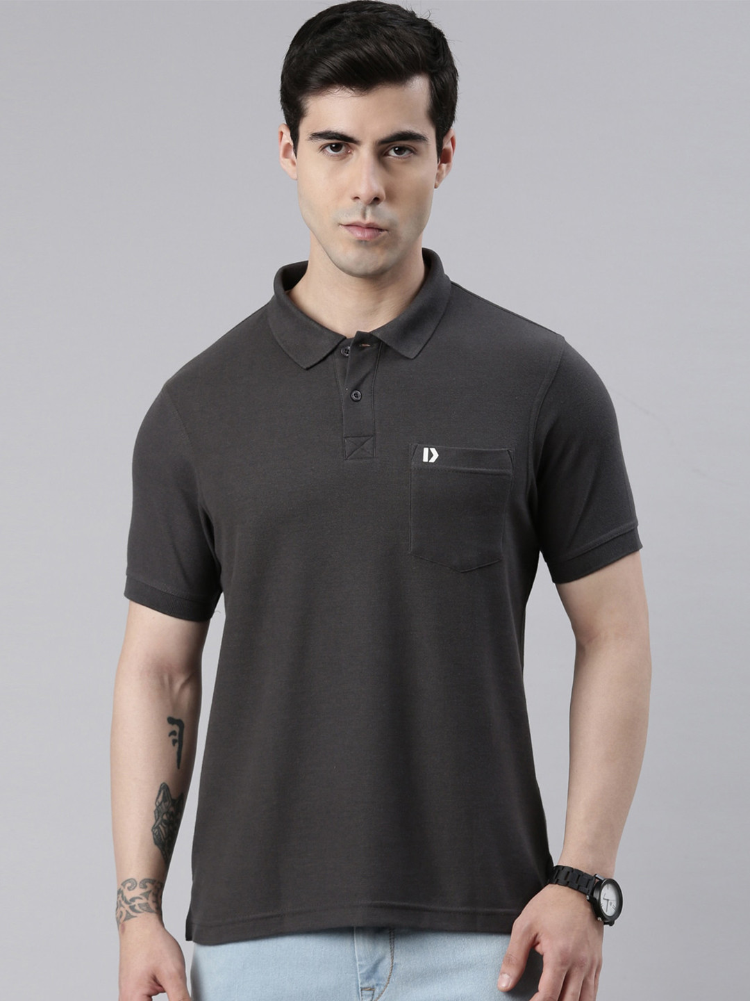 DIXCY SCOTT Polo Collar Pockets Cotton T-shirt