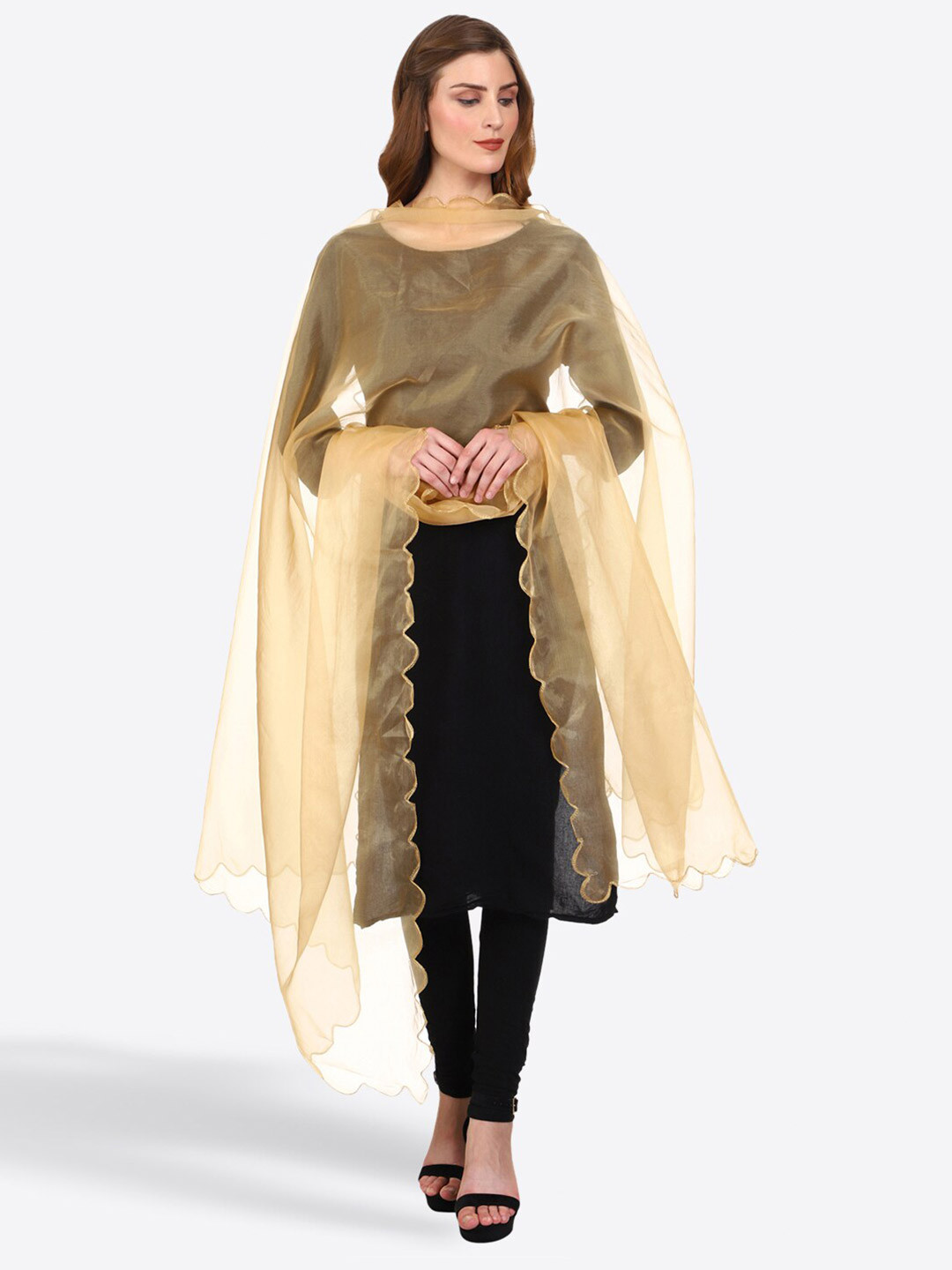 SWI Stylish Solid Zari Organza Dupatta