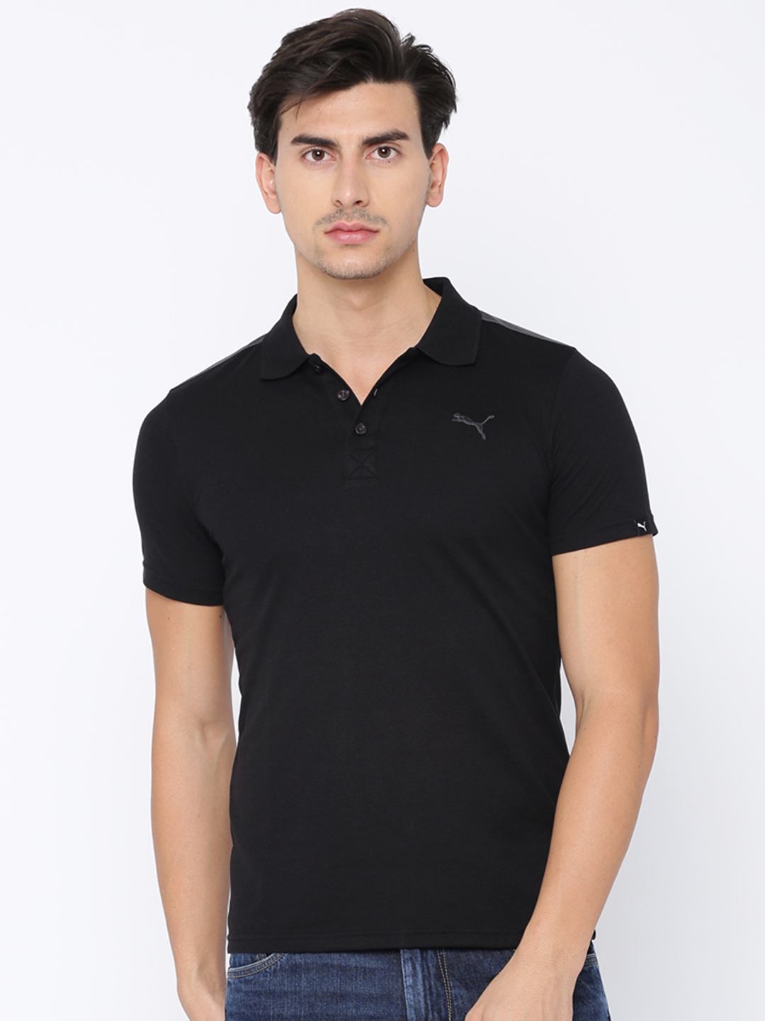Buy Puma Men Black Polo Collar Slim T Shirt - Tshirts for Men | Myntra