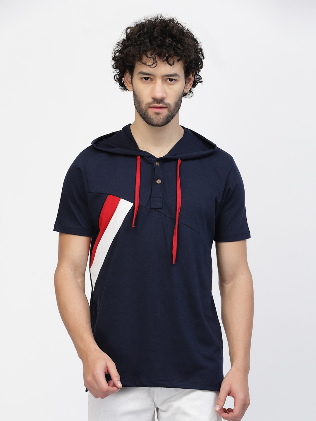 Kalt Colourblocked Hooded T-shirt