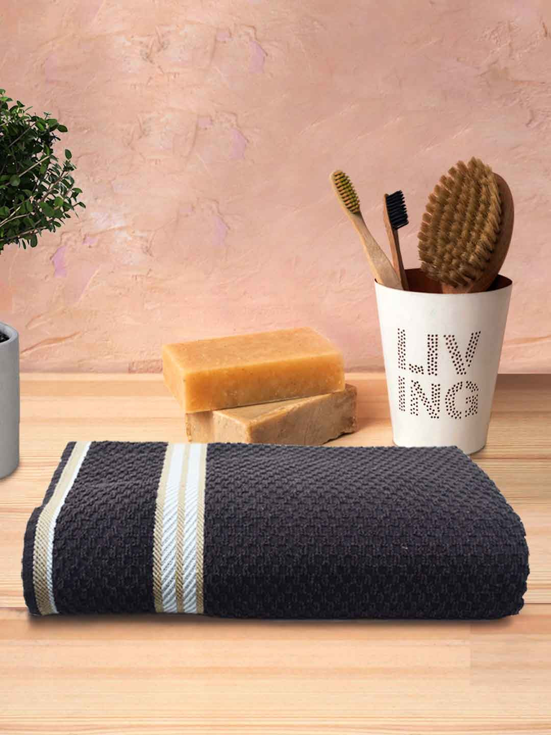 Athom Trendz Popcorn Brown & White Textured Organic Cotton Super Soft Bath Towel