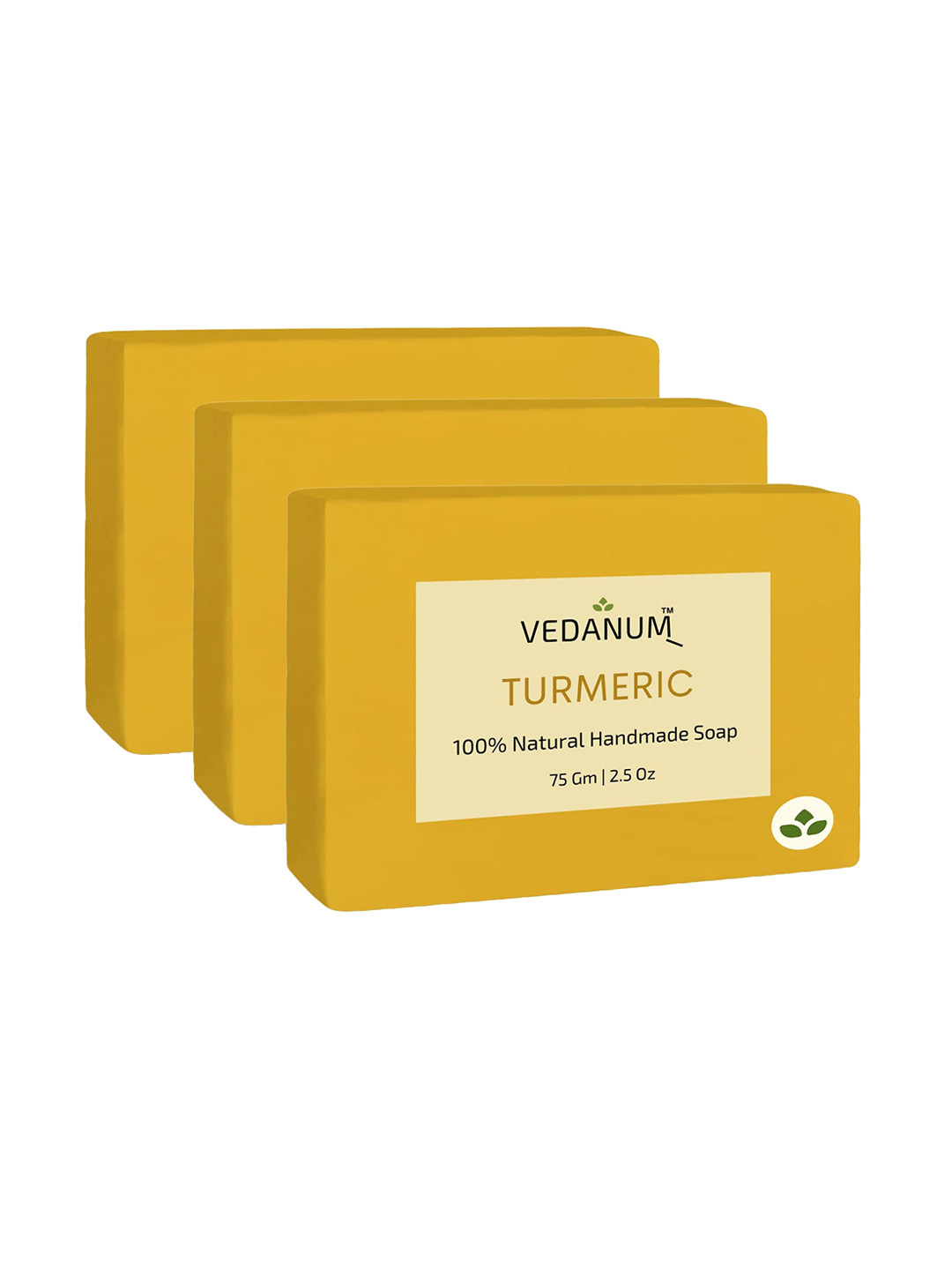 VEDANUM Set Of 3 Turmeric Natural Handmade Soap for Skin Nourishment - 75 g Each