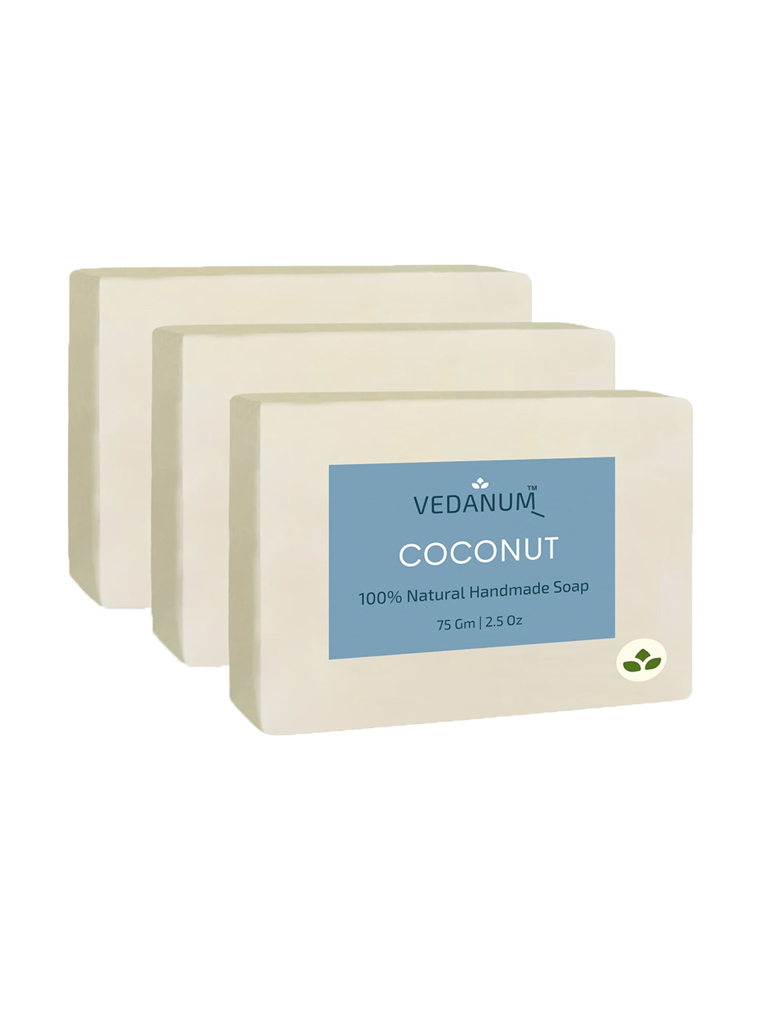 VEDANUM Set Of 3 Coconut Milk Natural Handmade Soap with Coconut Oil -75gm Each