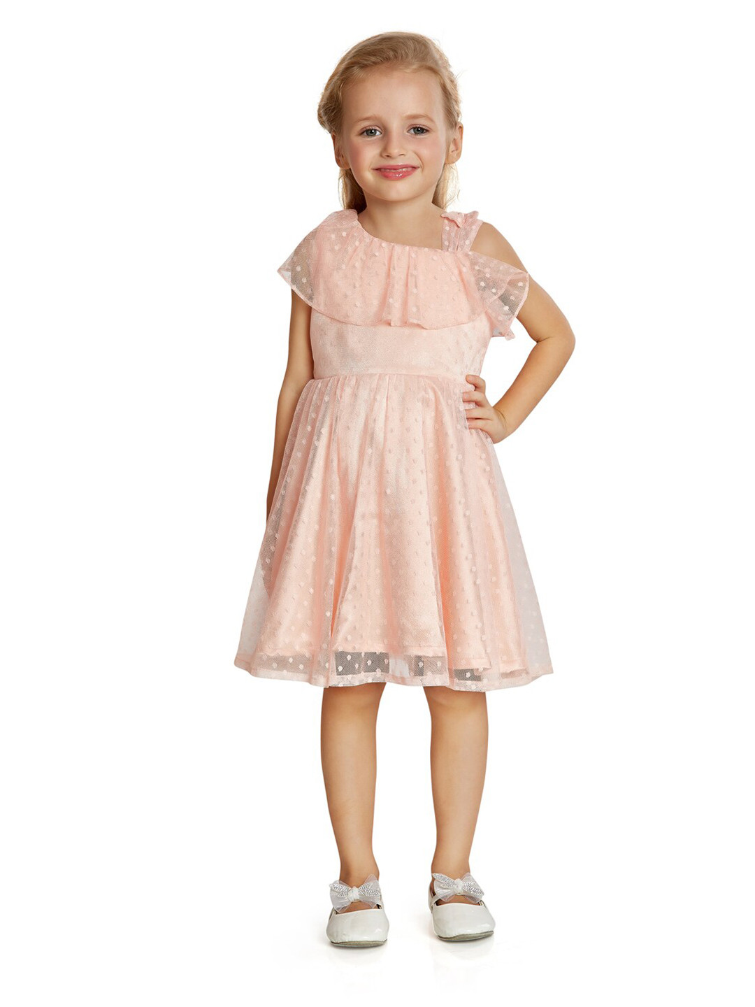 Peppermint One Shoulder Lace Fit & Flare Dress