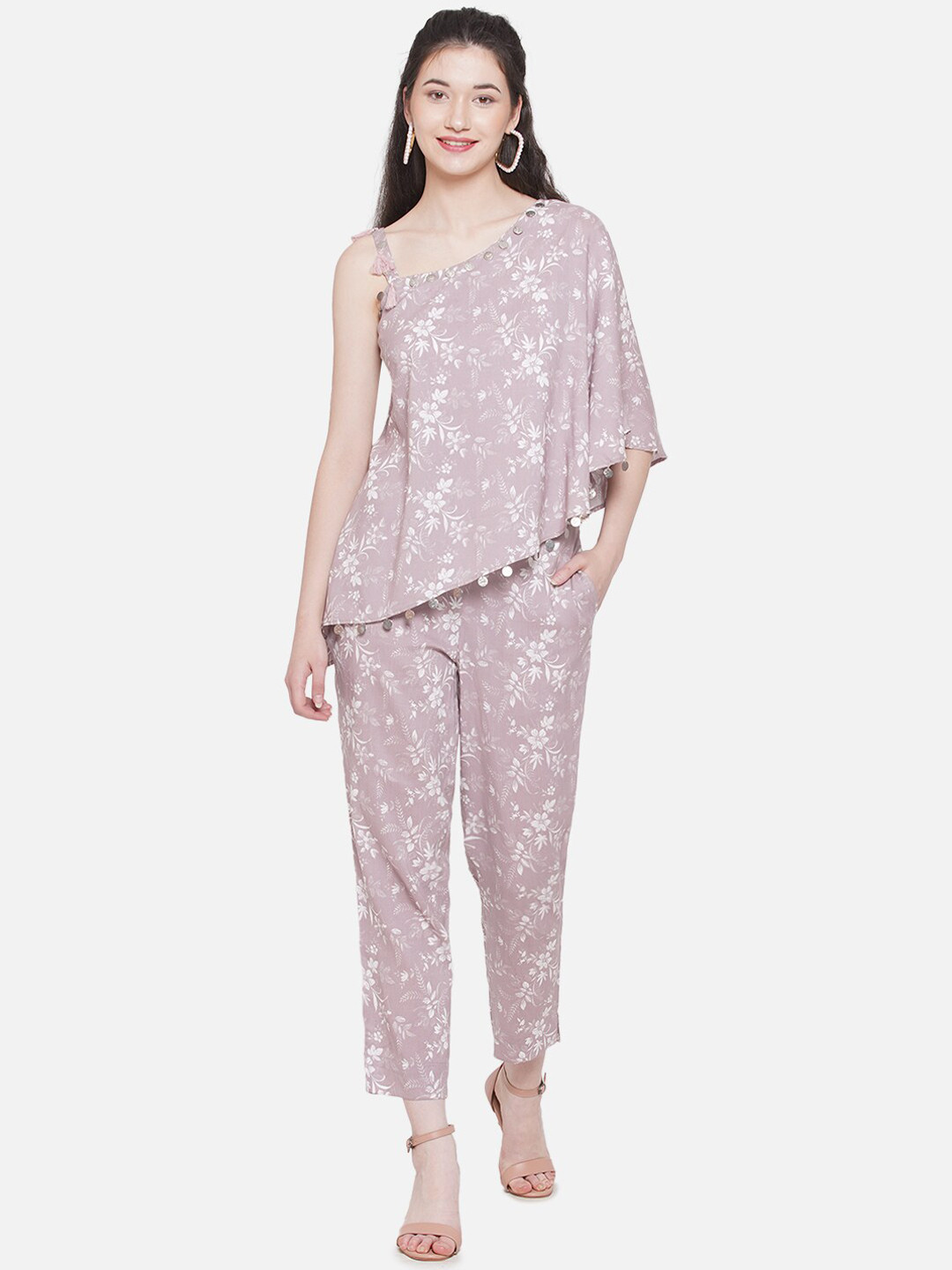 bellamia Vana Embellished One Shoulder Sleeveless Top With Trousers Co-Ords