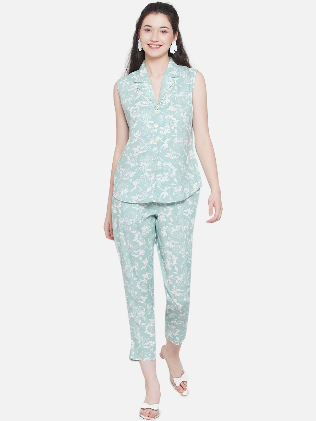 bellamia Vana Floral Printed Top & Trousers