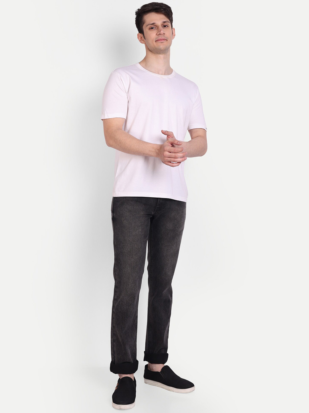 Mast & Harbour Men Black Mid-Rise Micheal Slim Fit Clean Look Heavy Fade Stretchable Jeans