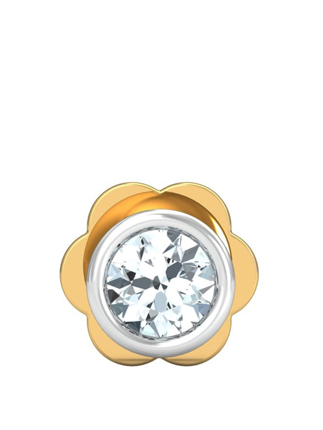 KUBERBOX 18KT Gold Bezel 4 Cent Nosepin-0.24gm