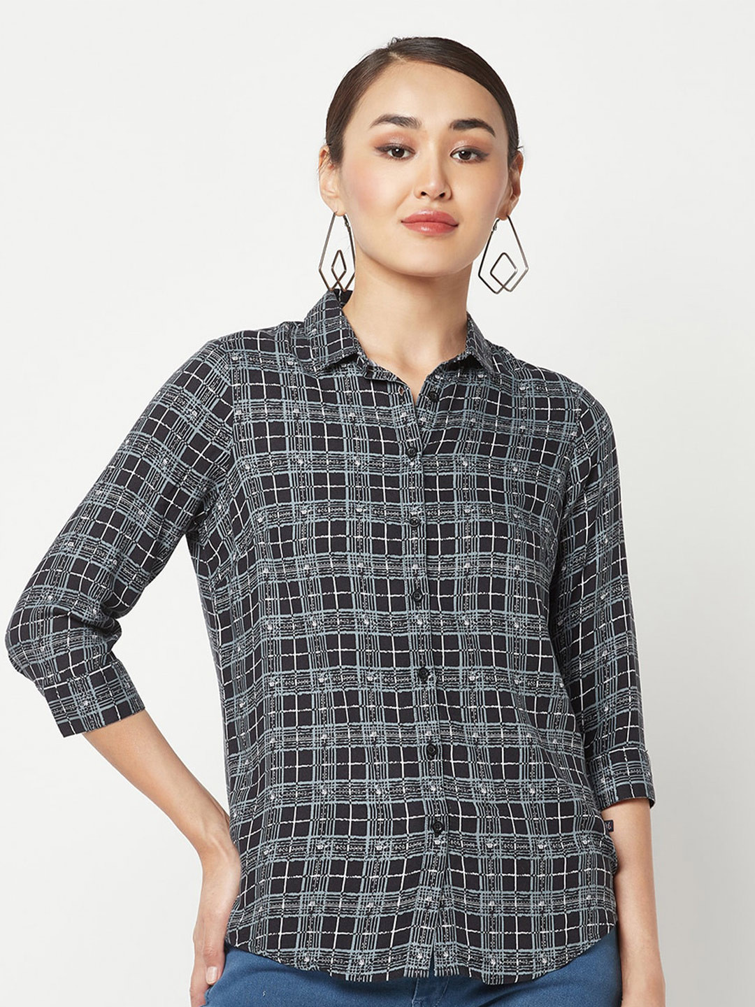 Crimsoune Club India Slim Tartan Checked Slim Fit Casual Shirt