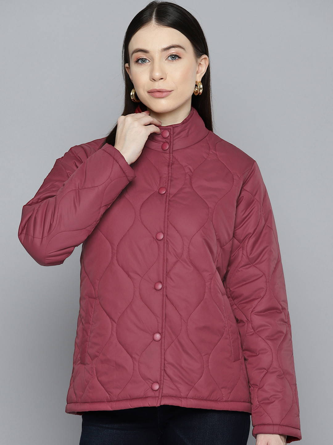 Chemistry Mock Collar Quilted Jacket