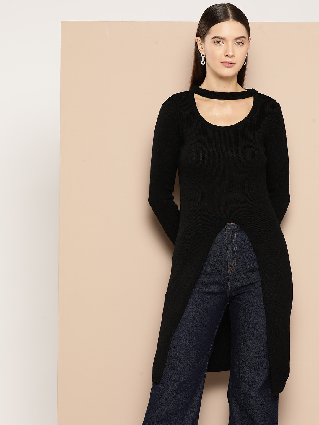 Chemistry Front-Slit Longline Pullover