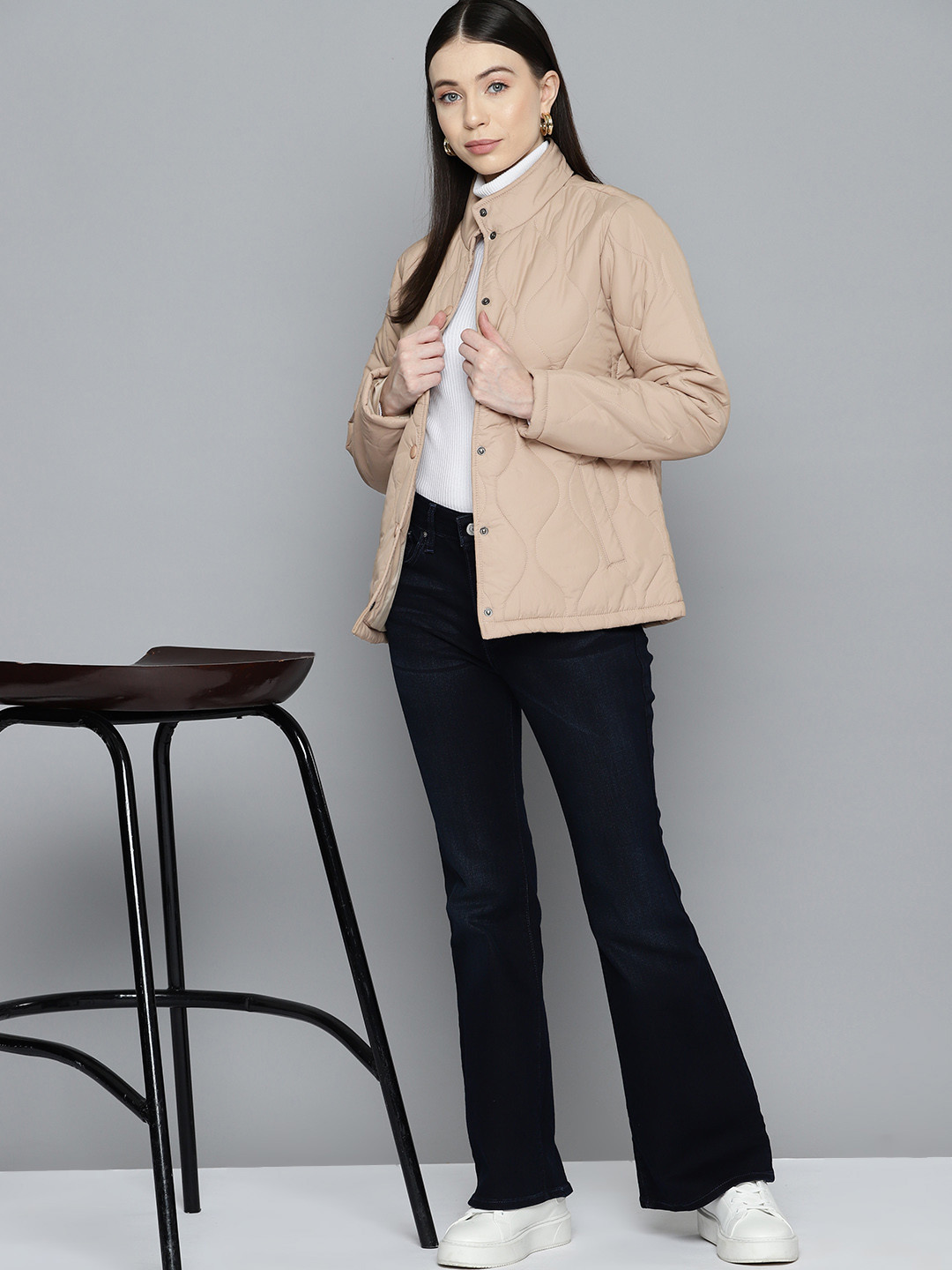 Chemistry Mock Collar Quilted Jacket