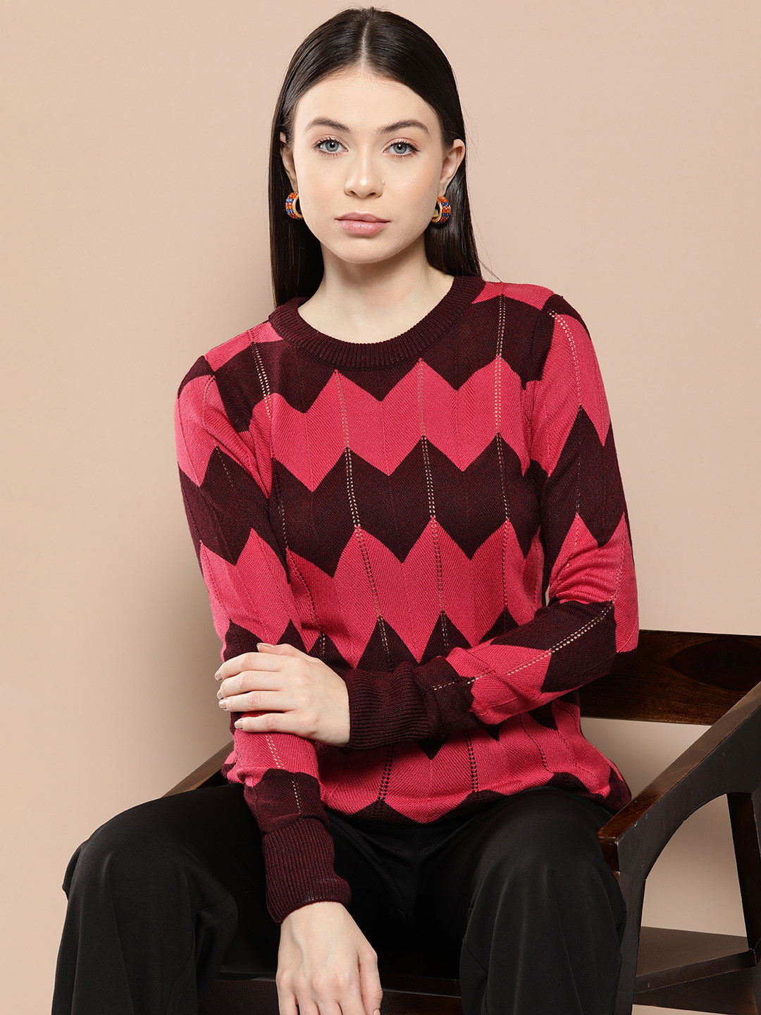 Chemistry Chevron Detail Acrylic Pullover