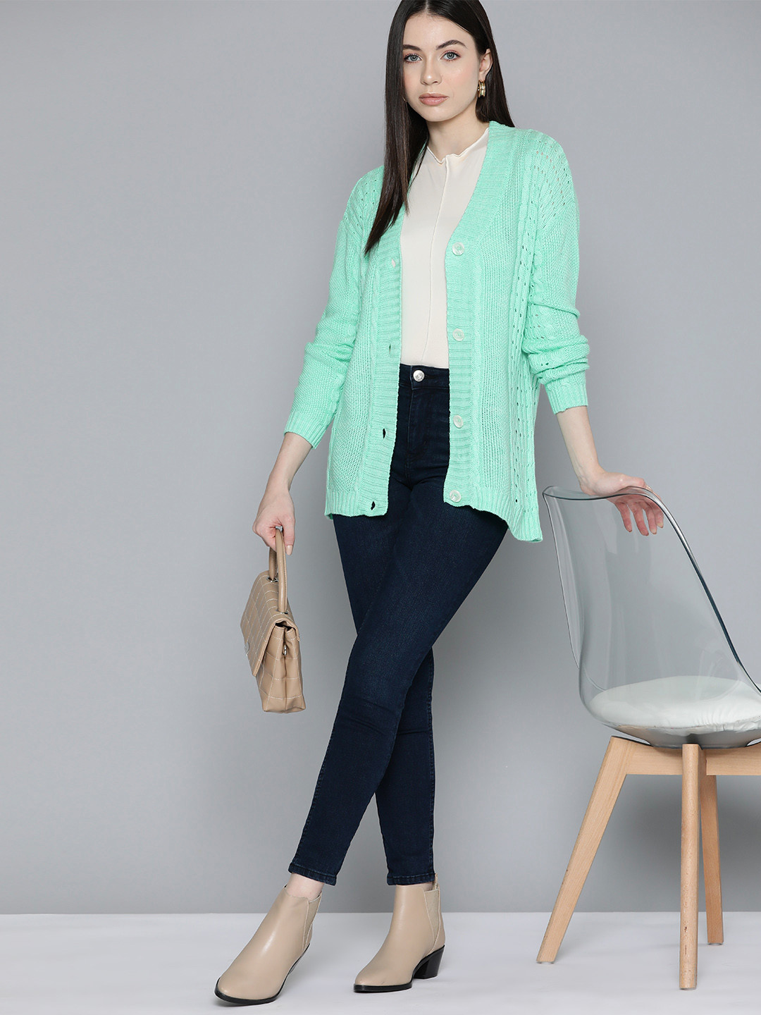Chemistry Women Cable Knit Longline Cardigan