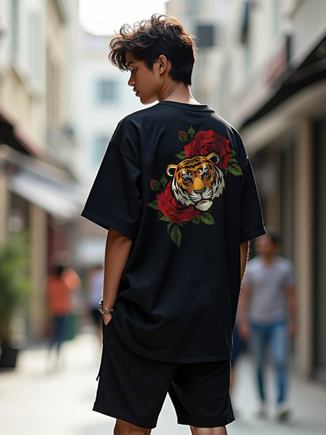 Mad Over Print Rose Tiger Printed Cotton T-shirts & Shorts
