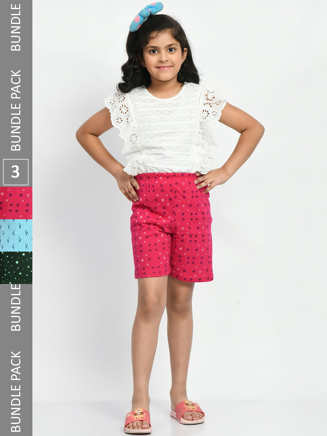 BAESD Girls Pack of 3 High-Rise Conversational Printed Pure Cotton Shorts