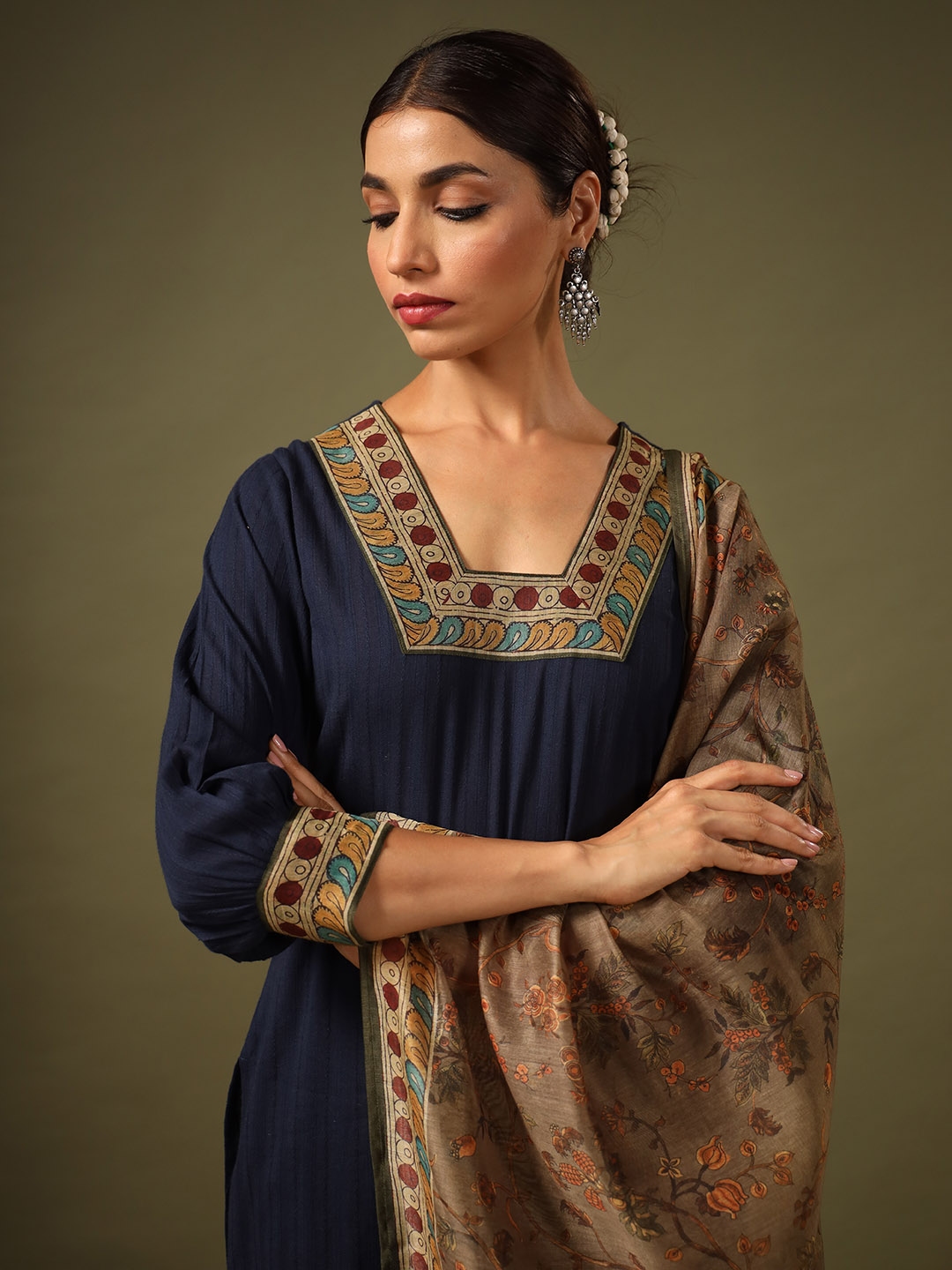 Anayna Ethnic Motifs Pure Cotton Kurta With Trousers & Dupatta - Kurta Sets for Women 23158854 | Myntra