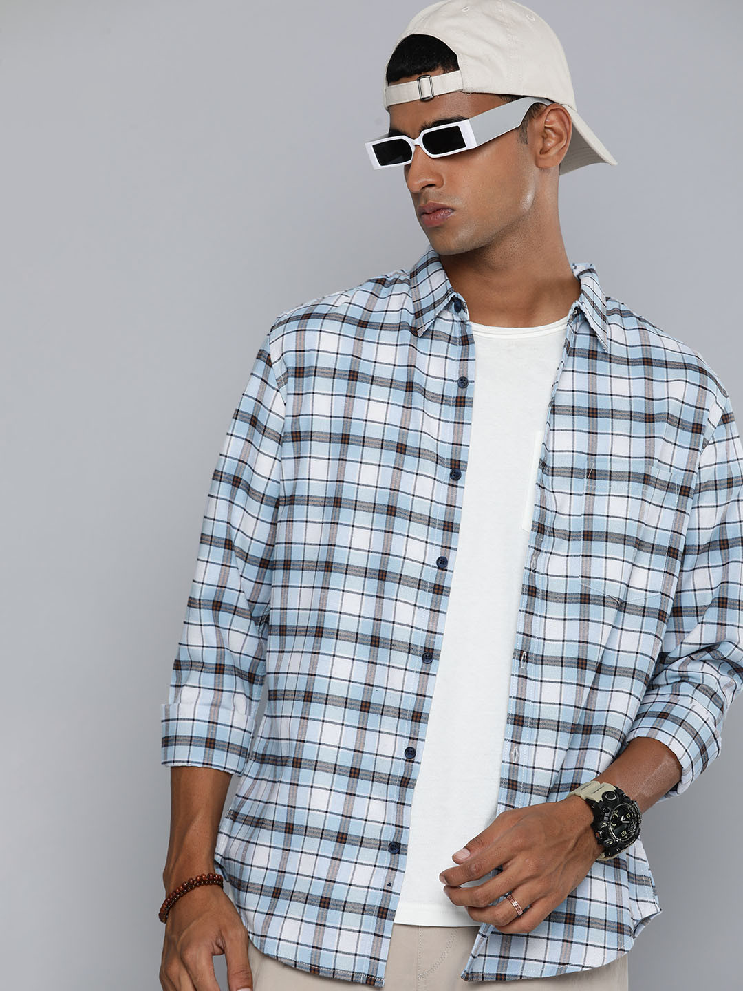 R.Code by The Roadster Life Co. Classic Tartan Checked Casual Shirt