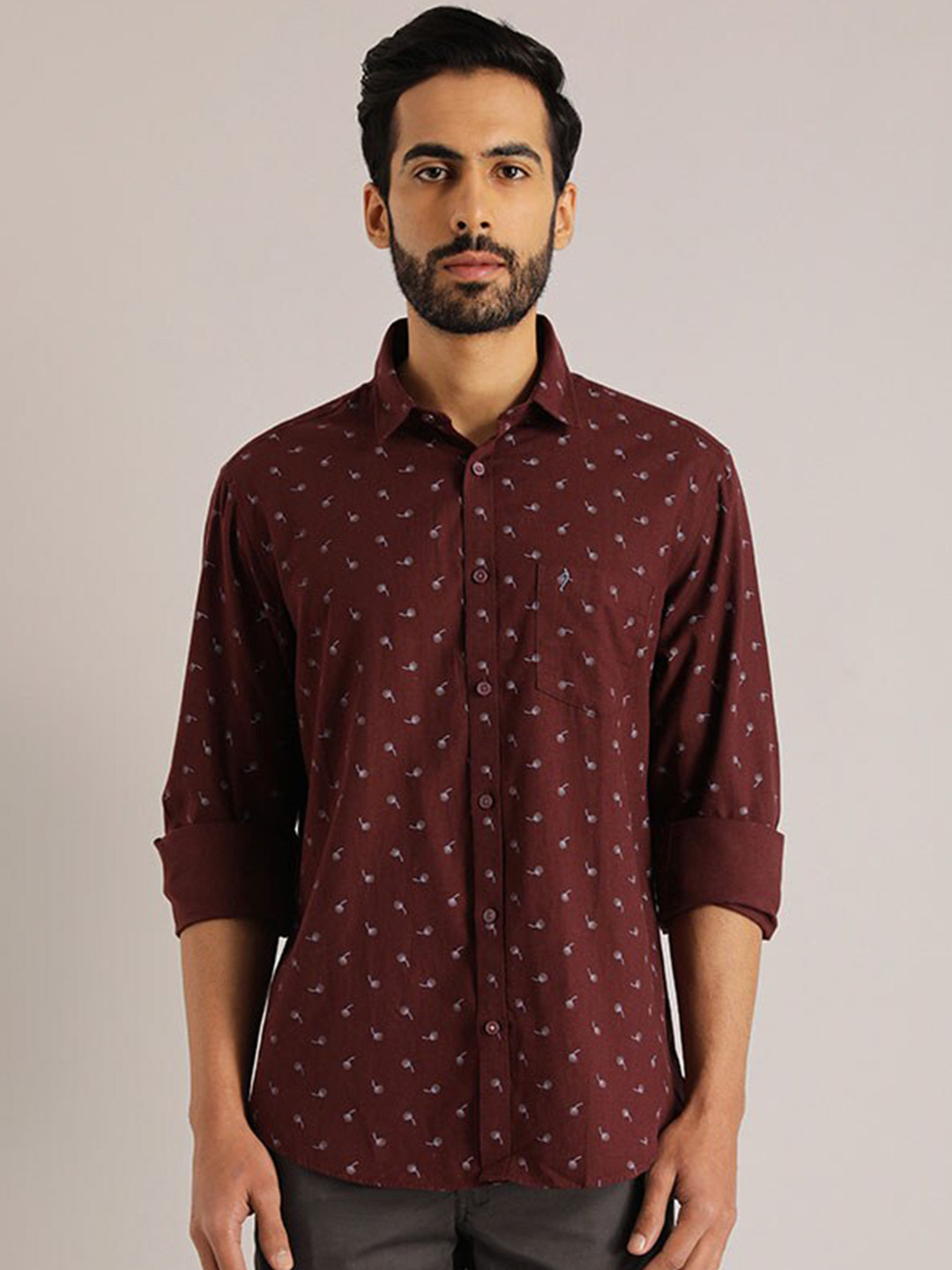 Indian Terrain Conversational Printed Chiseled Slim Fit Pure Cotton Casual Shirt