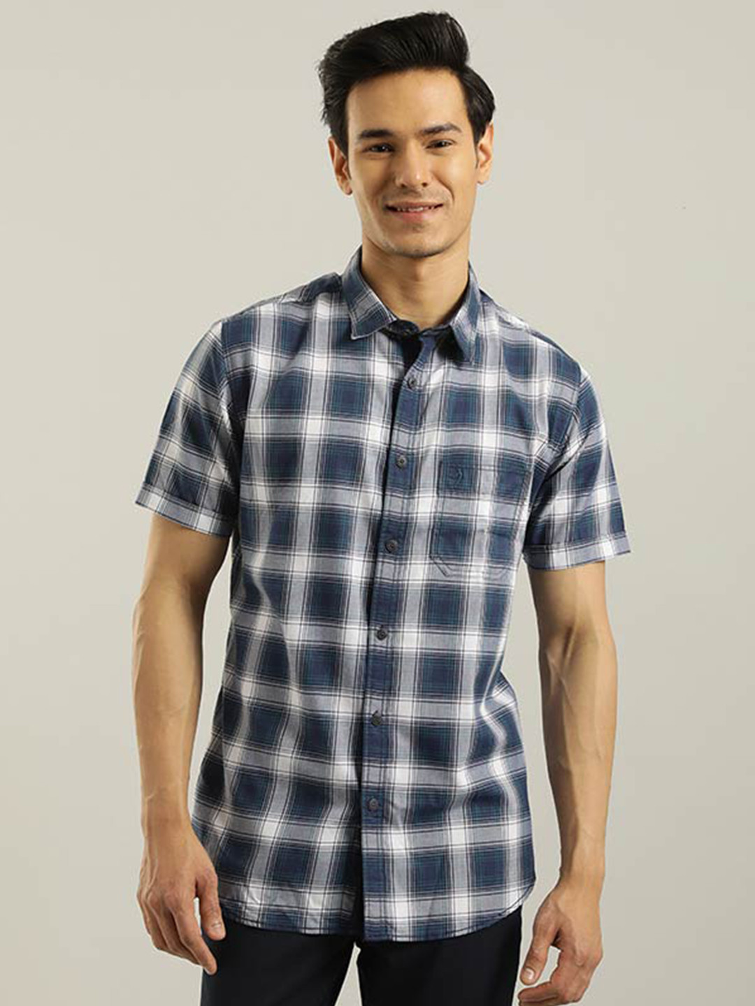 Indian Terrain Chiseled Slim Fit Tartan Checked Pure Cotton Casual Shirt