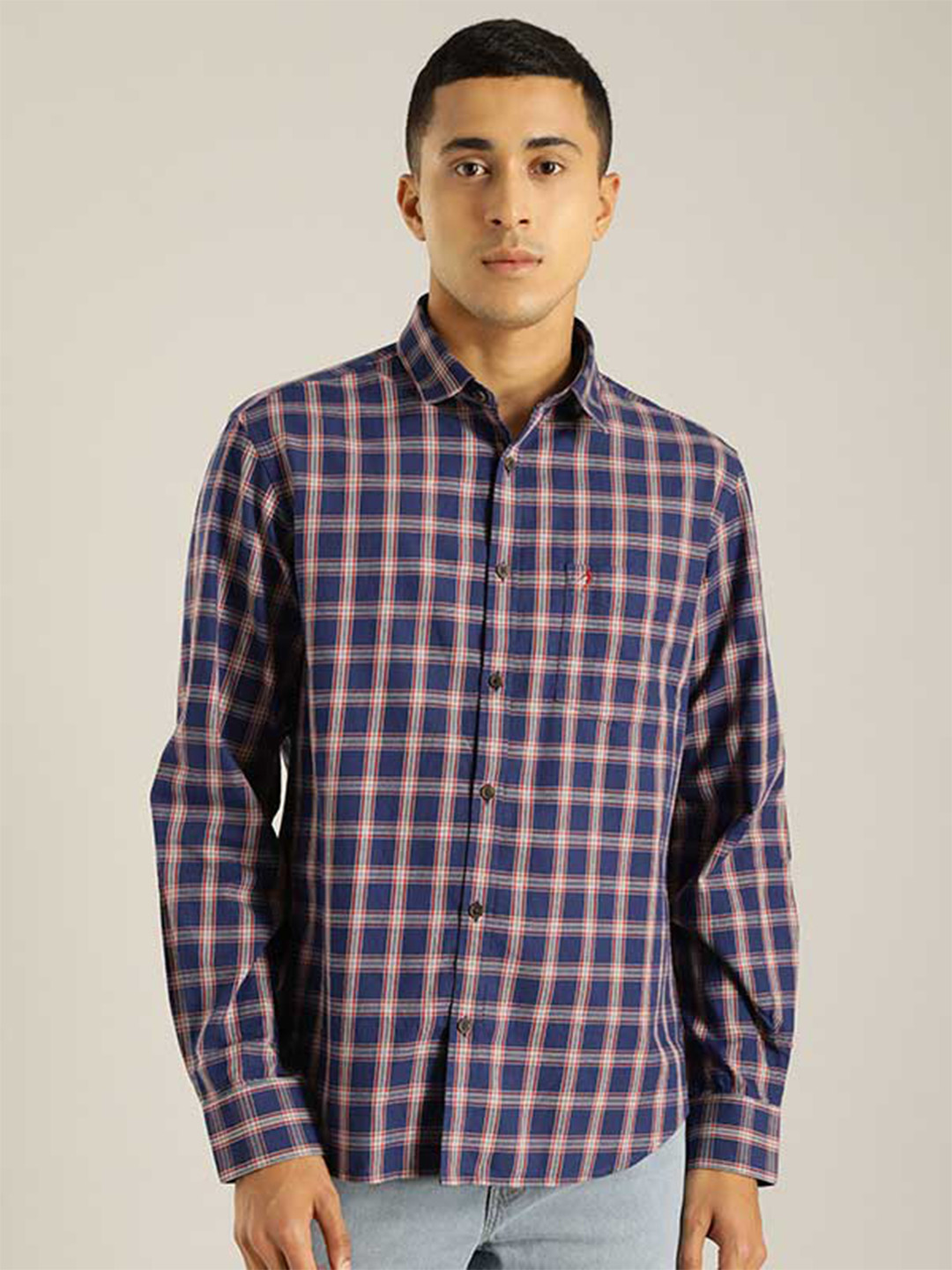Indian Terrain Men Blue Chiseled Slim Fit Tartan Checked Casual Shirt