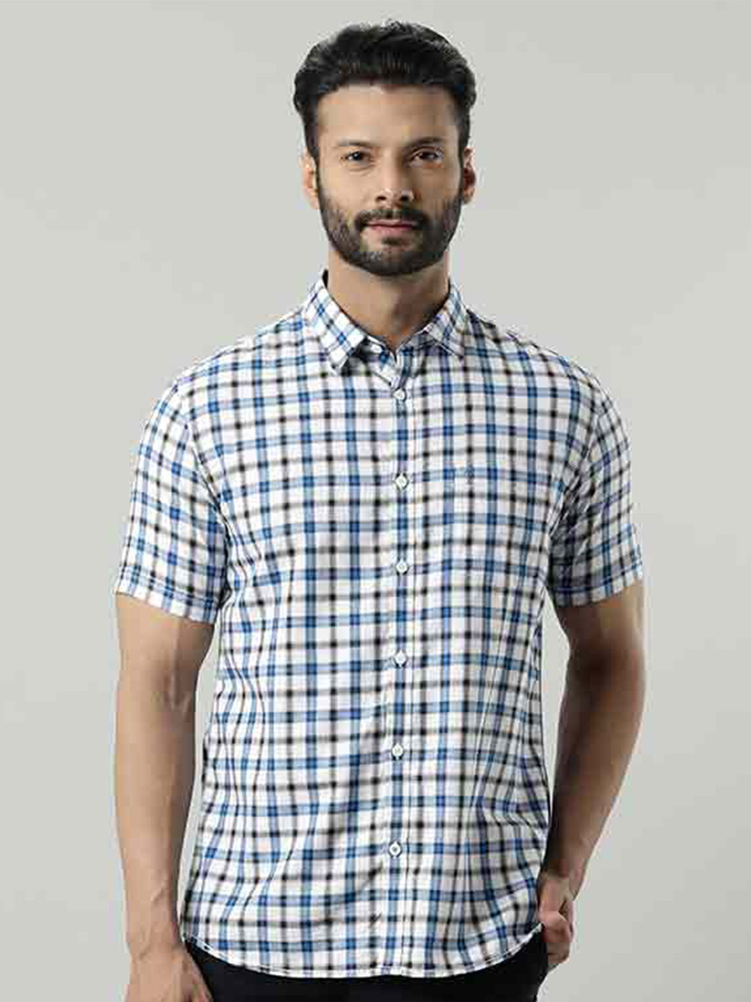 Indian Terrain Other Checks Chiseled Slim Fit Cotton Casual Shirt