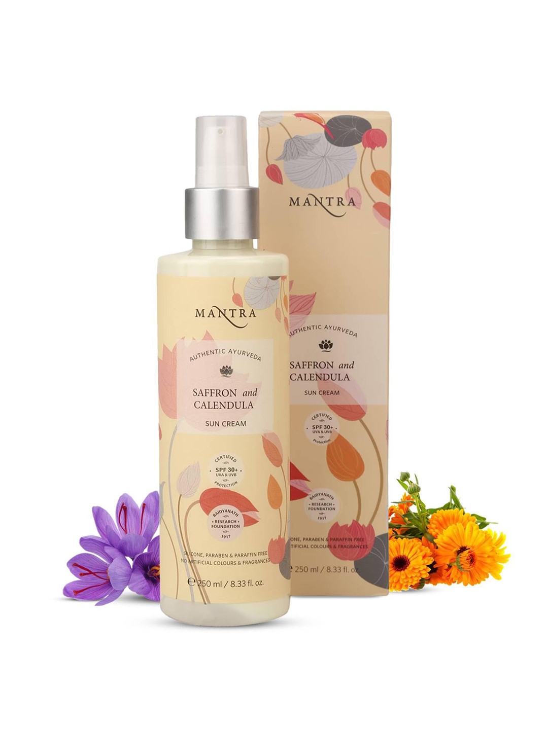 Mantra Herbal Saffron & Calendula SPF 30+ UVA & UVB Sun Cream - 250ml