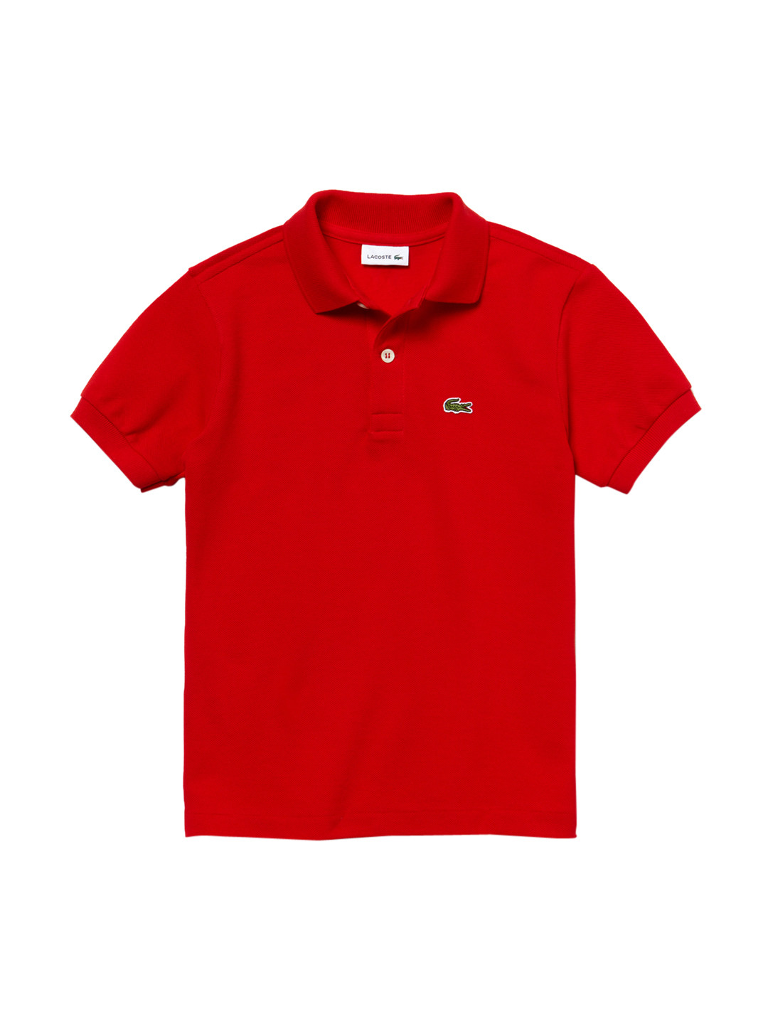 Lacoste Boys Red Solid Polo Collar T-shirt