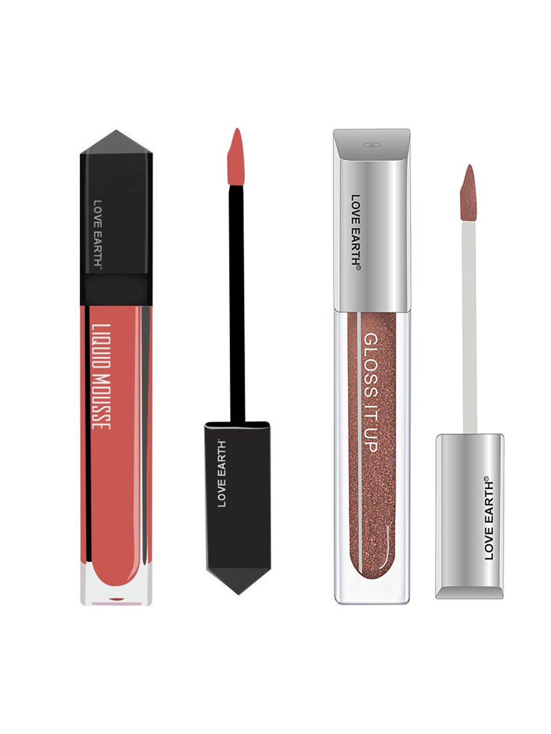 LOVE EARTH Set of Liquid Mousse Lipstick - 6 ml & Gloss It Up Lip Gloss - 3 ml