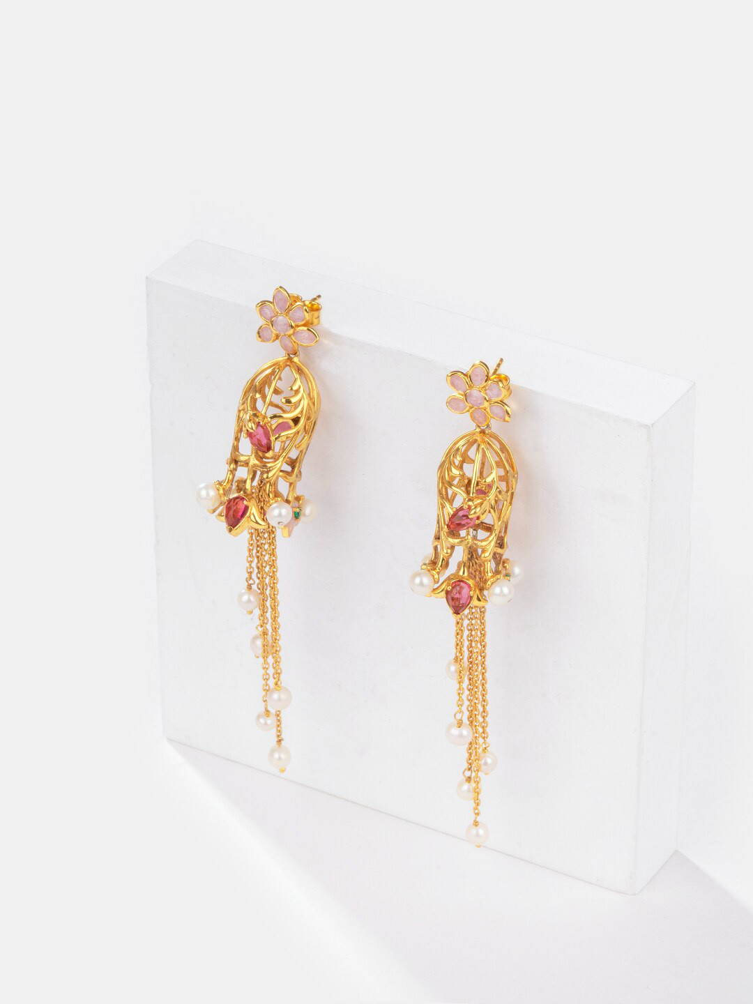 SHAYA Gold-Plated Contemporary Sterling Silver Drop Earrings