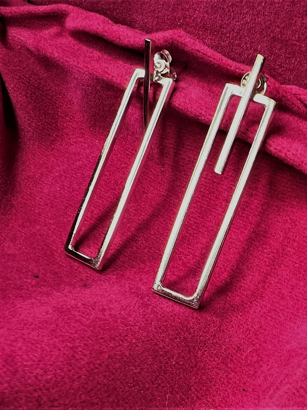 Arte Jewels 925 Silver-Plated Geometric Drop Earrings