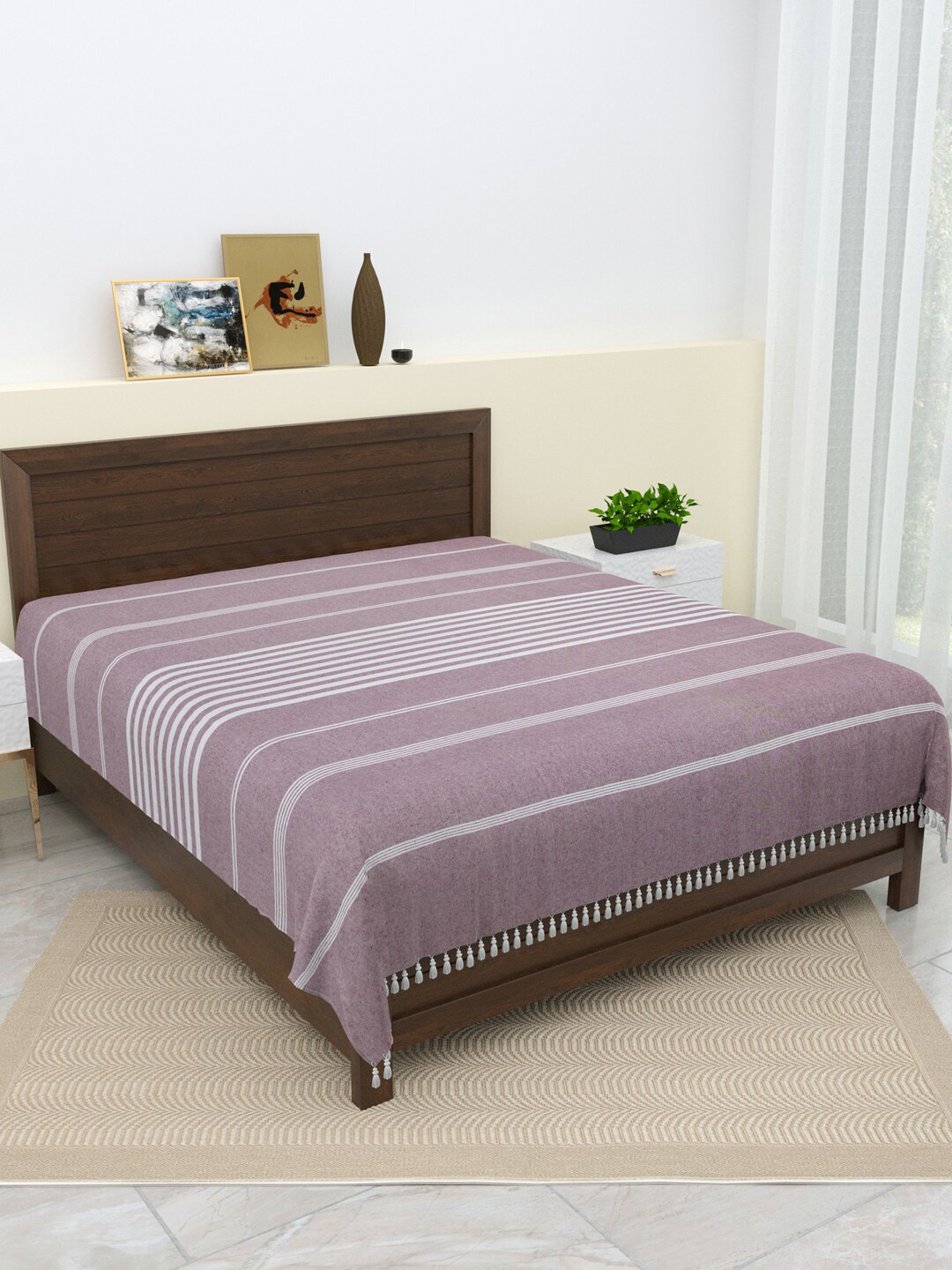 Varde Rose Ebony 210 TC Cotton Double Bedsheets