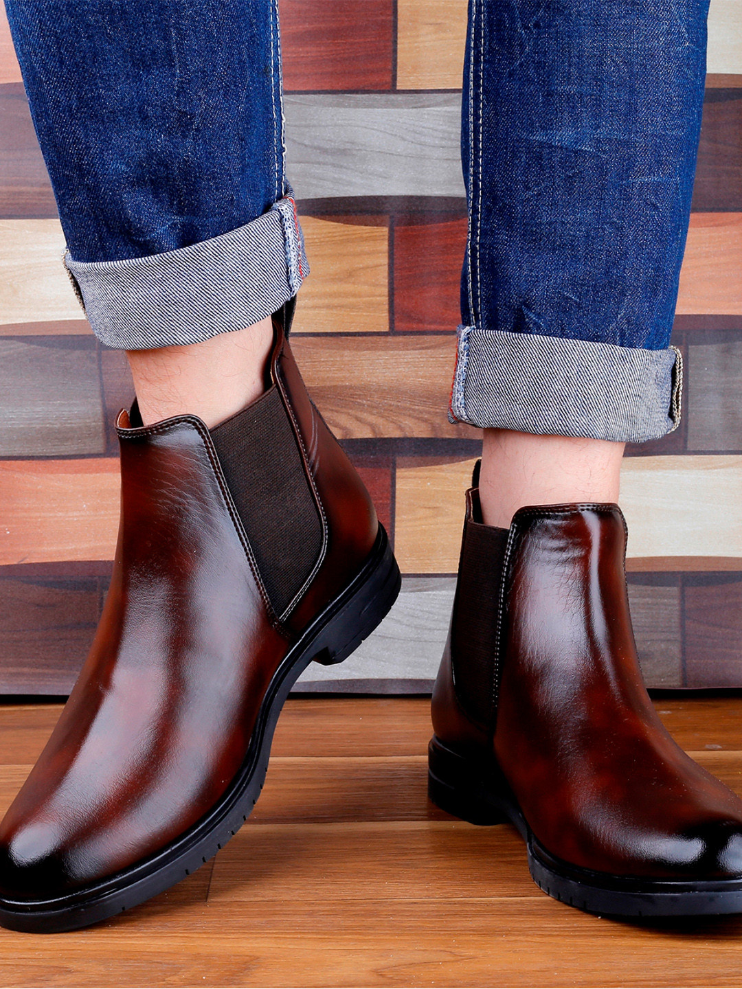 Bxxy Men Textured High-Top Chelsea Boots