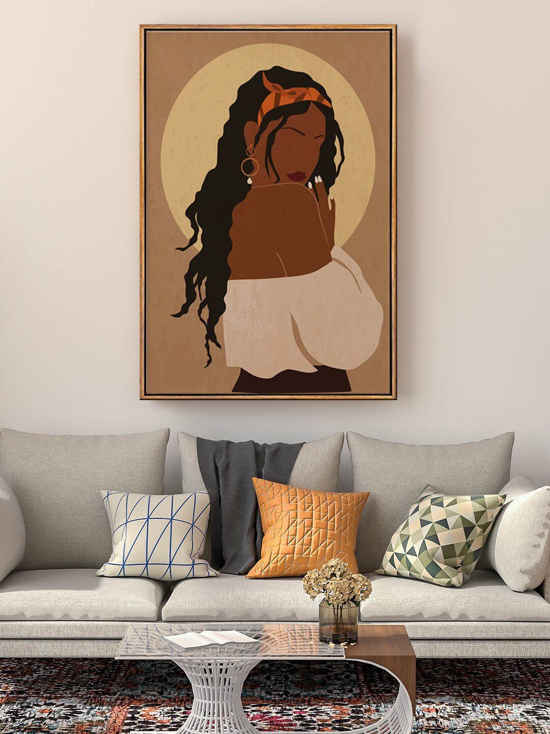 999Store Brown & Pink Fashion Girl Painting Wall Art