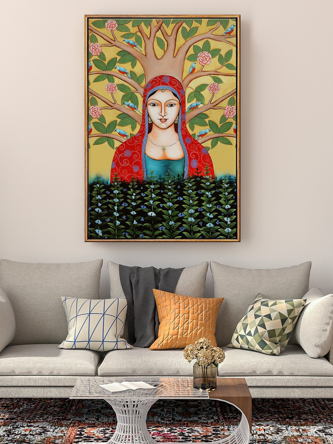 999Store Lady & Tree Canvas Wall Rectangle Paintings Wall Art - 24 x 36In