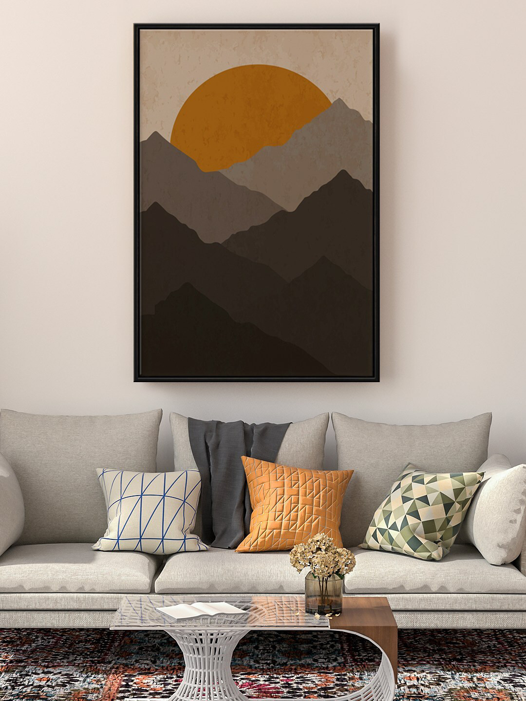 999Store Sunset Grey Canvas Wall Living Room Rectangle Potrait Paintings Wall Art