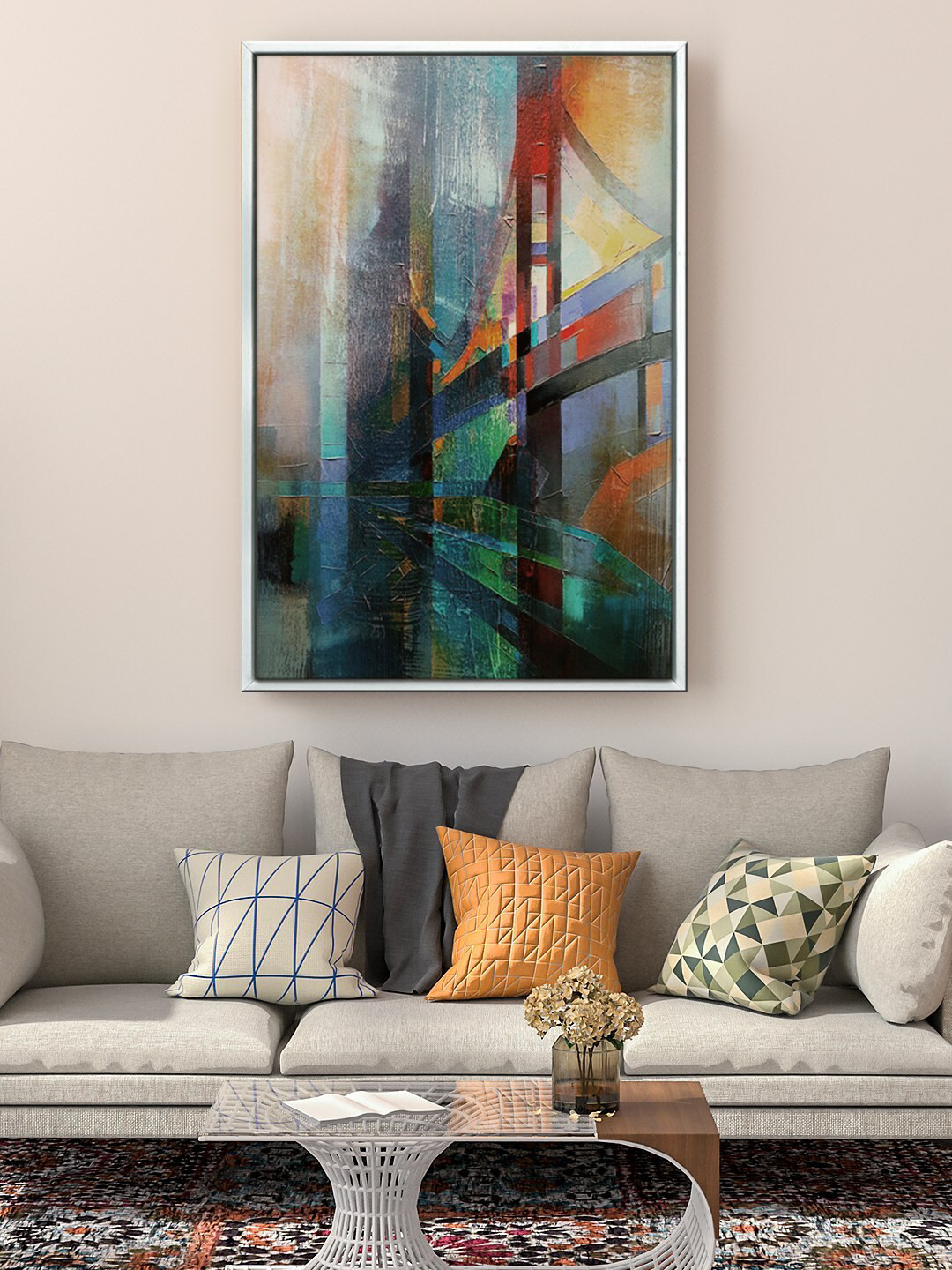 999Store Floating Blue & Black Abstract Painting  Wall Art