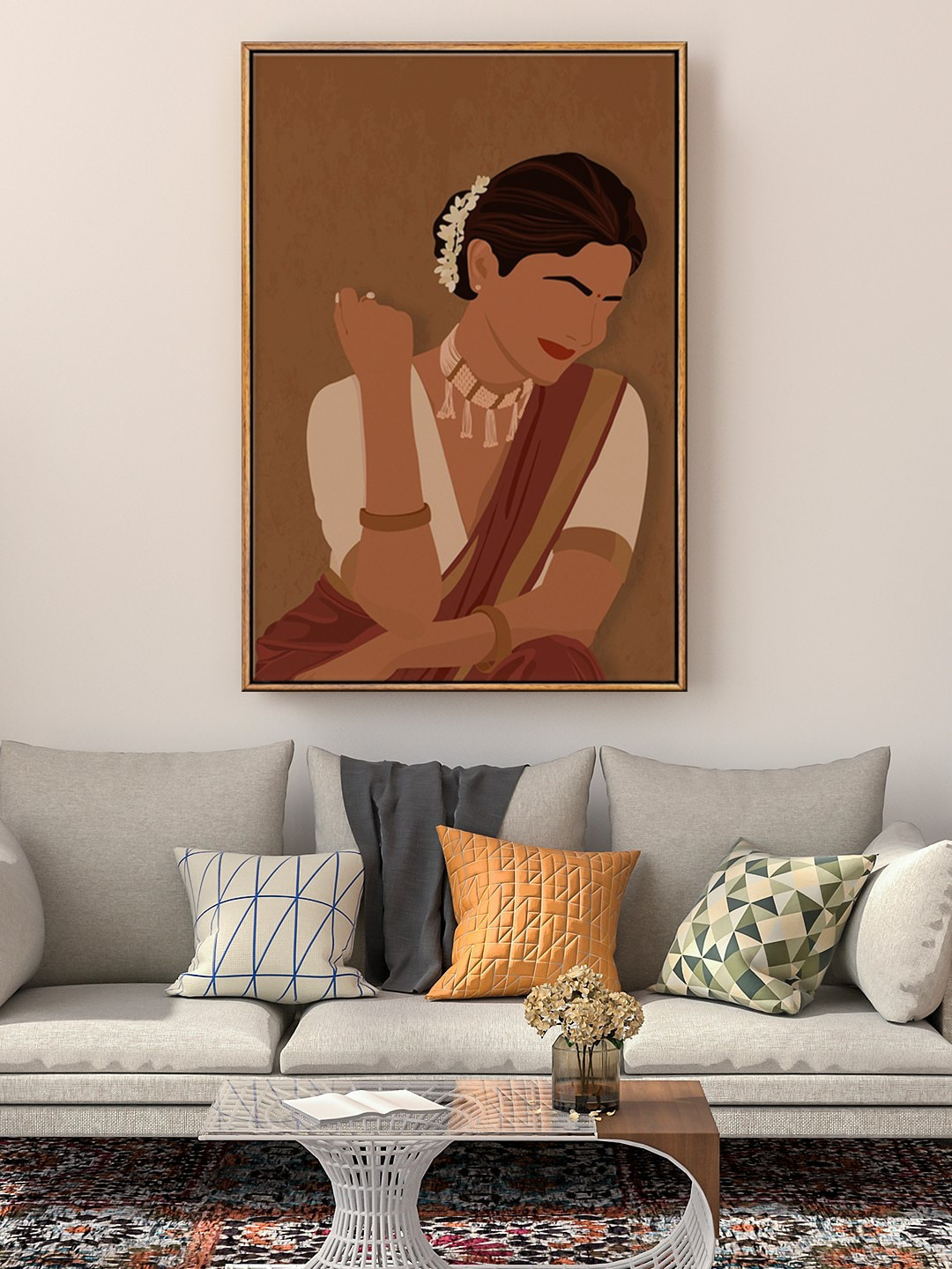 999StoreIndian Woman Canvas Wall Rectangle Paintings Wall Art -36x24In
