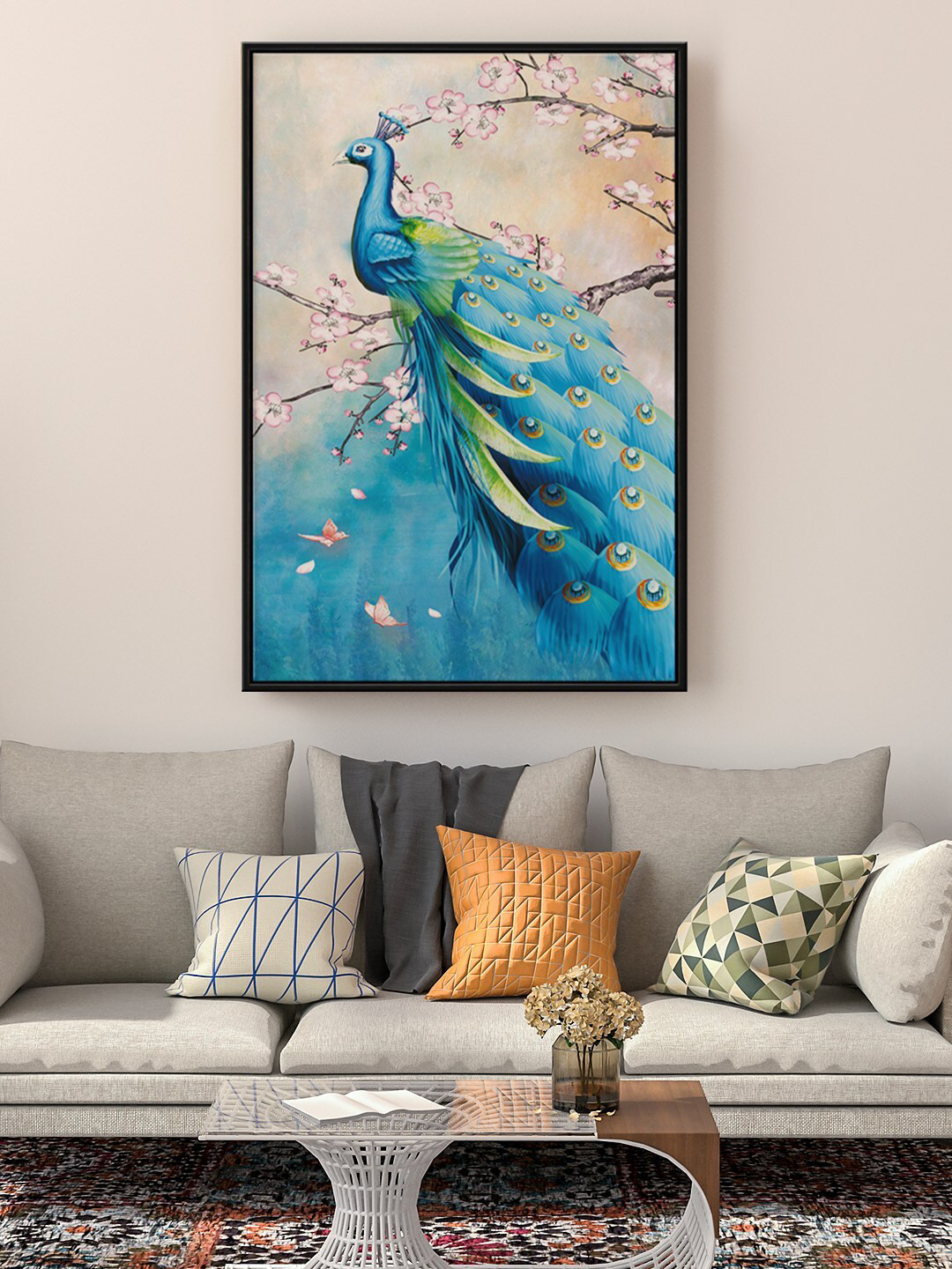 999Store Peacock Canvas Wall Rectangle Paintings Wall Art - 24 x 36In