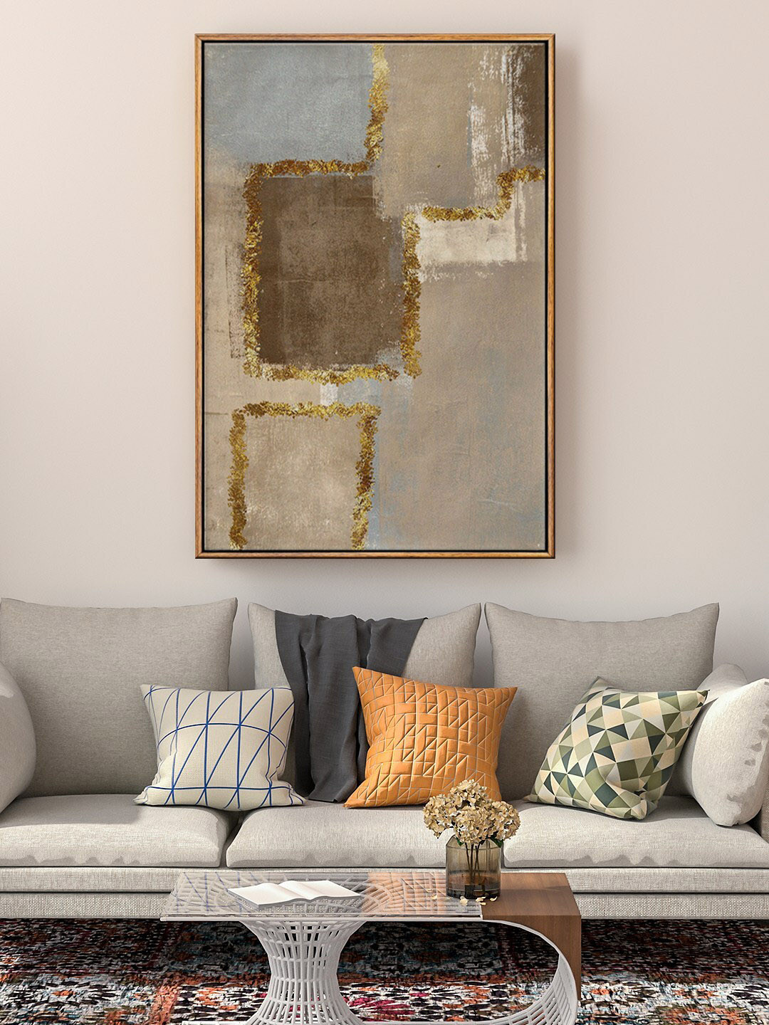 999Store Floating Grey & Blue Abstract Painting Wall Art