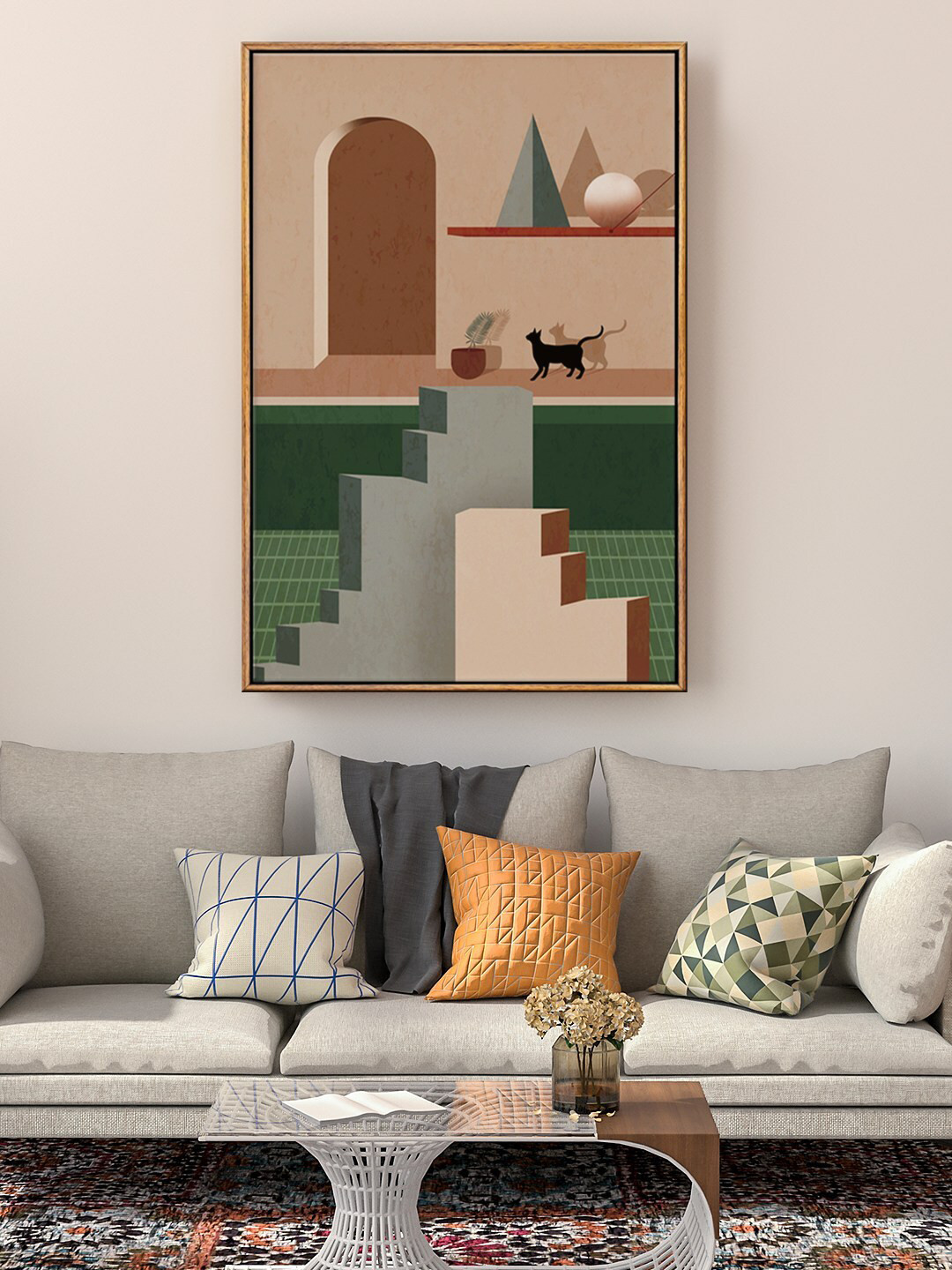 999Store Beige Canvas Wall Living Room Rectangle Potrait Paintings Wall Art