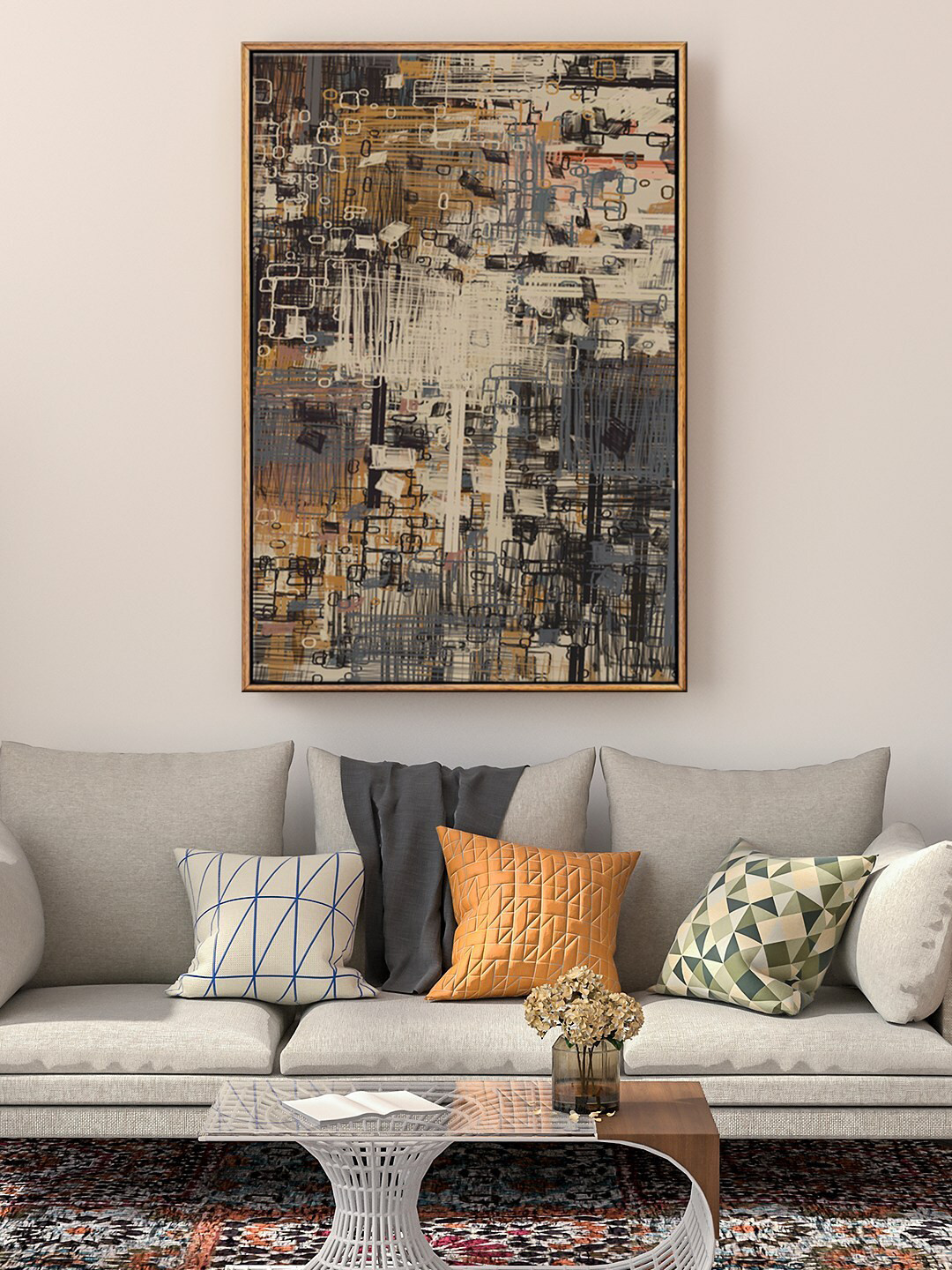 999Store Black & Brown Abstract Painting Floating Framed Wall Art