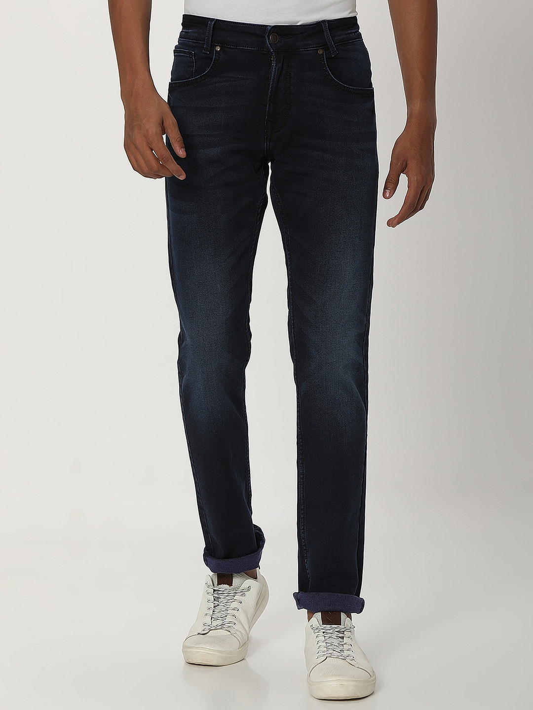 Mufti Men Mid-Rise Slim Fit Light Fade Clean Look Stretchable Jeans