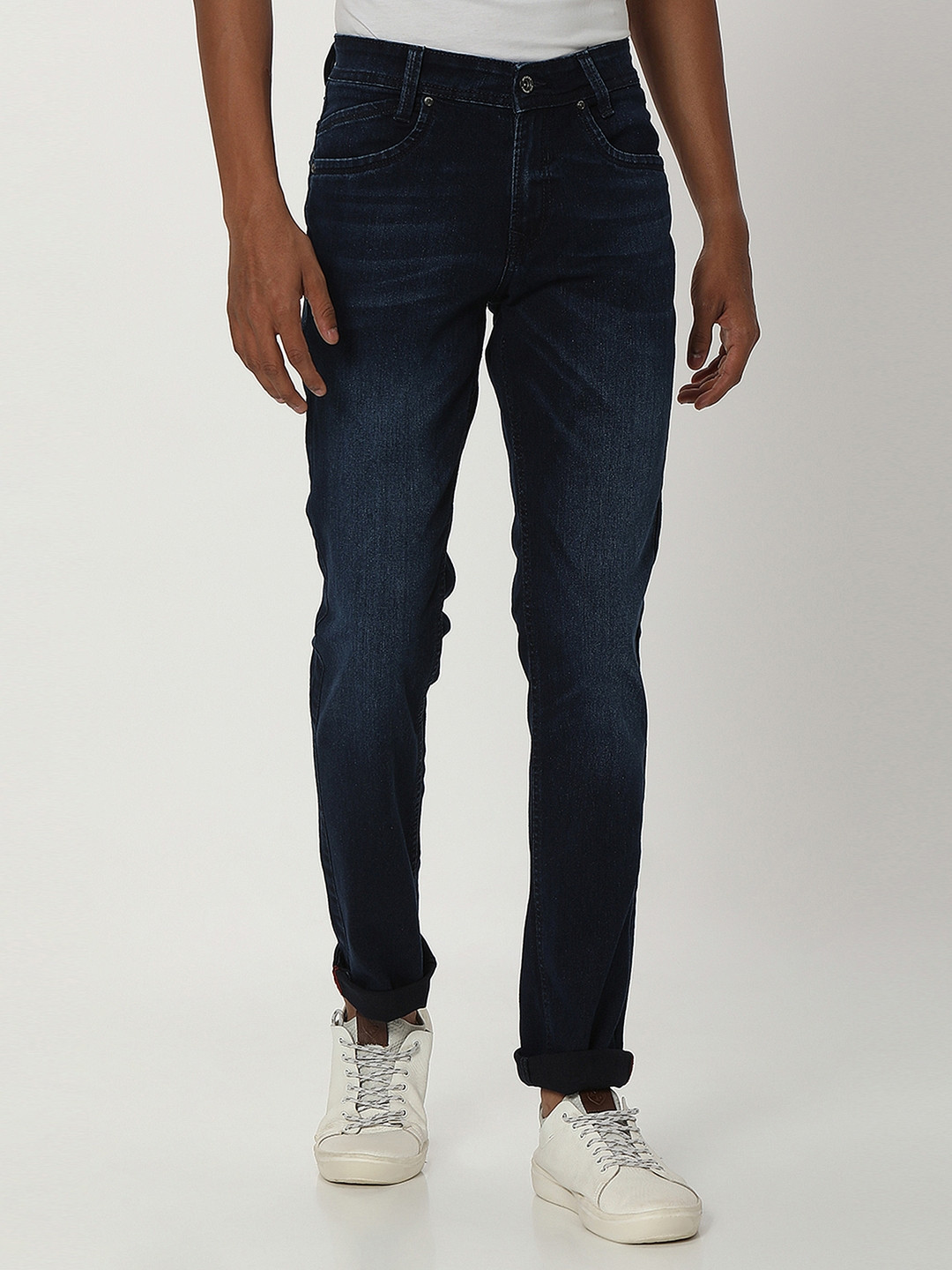 Mufti Men Clean Look Mid Rise Light Fade Slim Fit Cotton Jeans