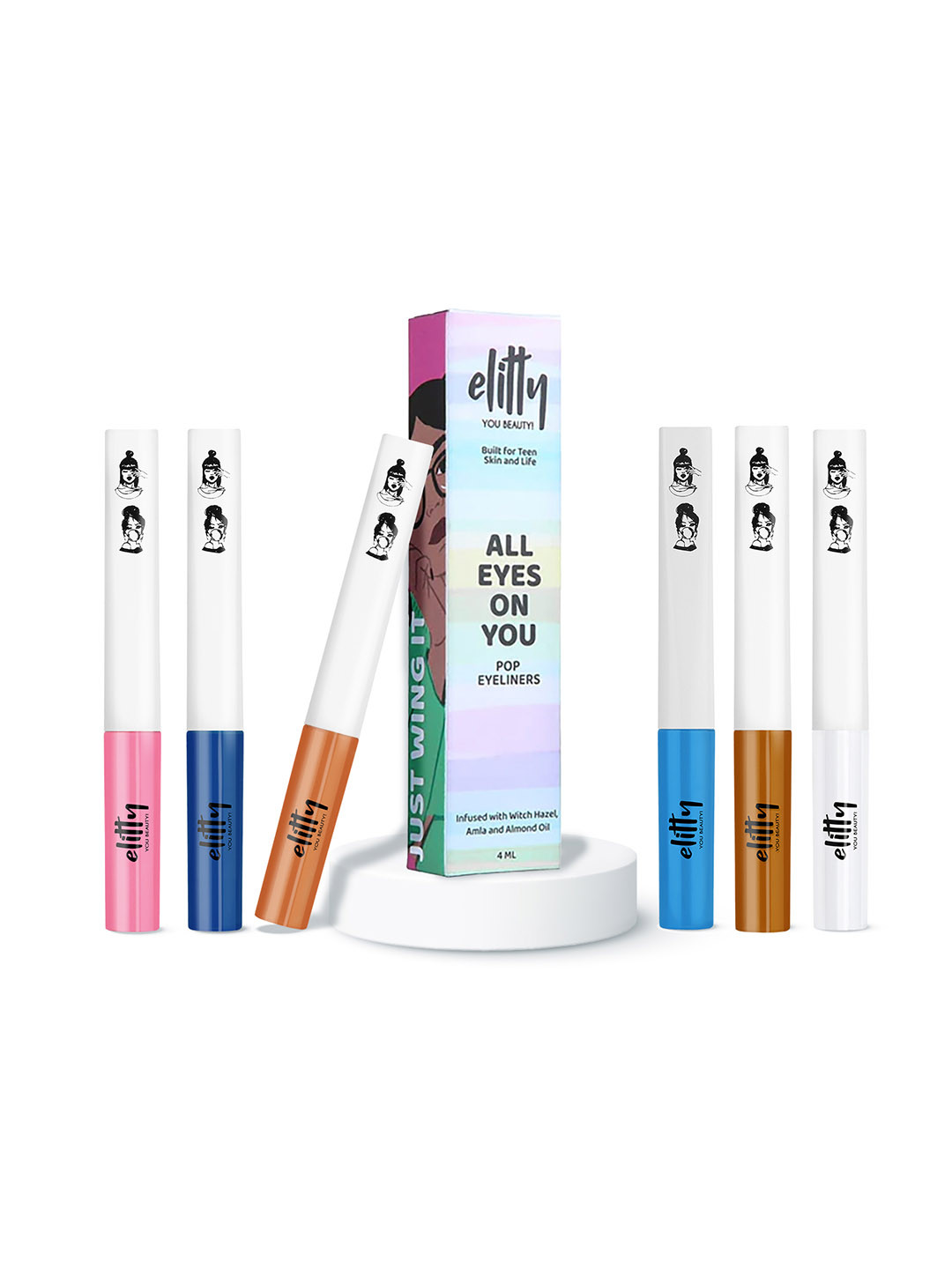 Elitty 6 Pcs Eye Gotta Feeling Wildcard Eyeliners Combo - 4ml Each