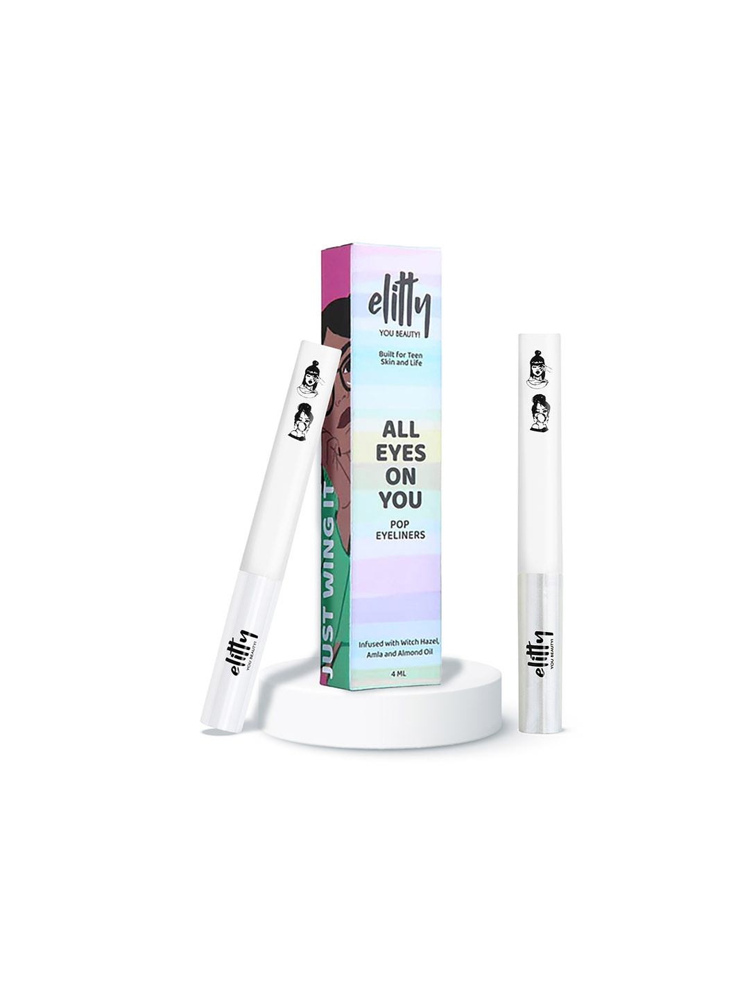 Elitty All Eyes On You White On White Eyeliners Combo - 4ml Each - Moon Child & Cloud Nine