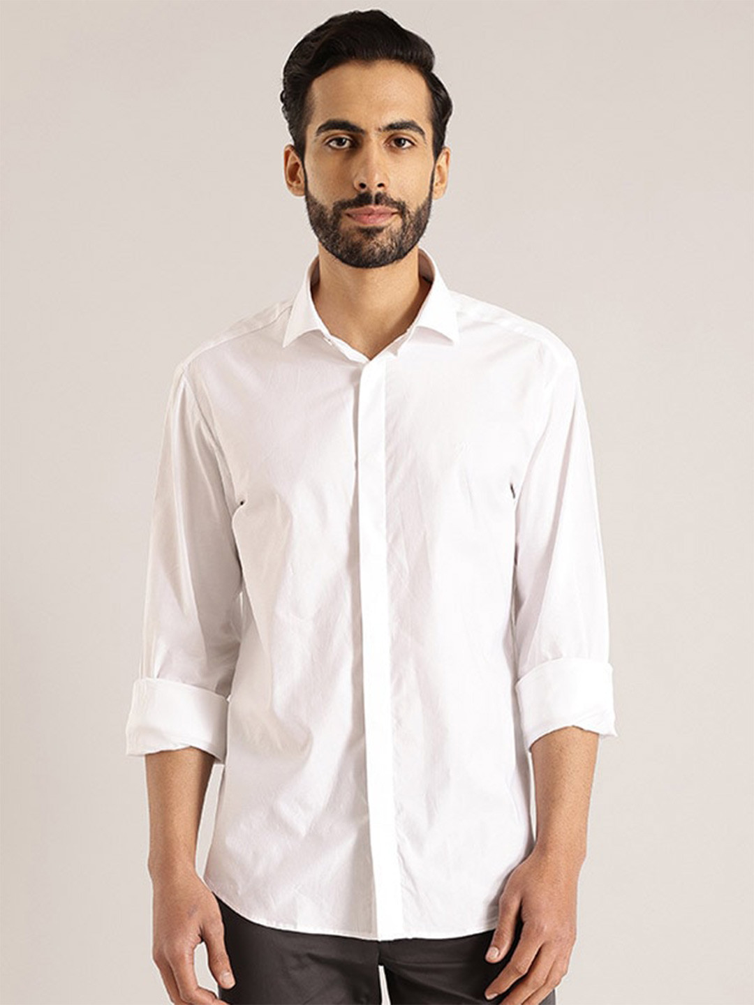 Indian Terrain Chiseled Spread Collar Cottn Slim FIt Shirt