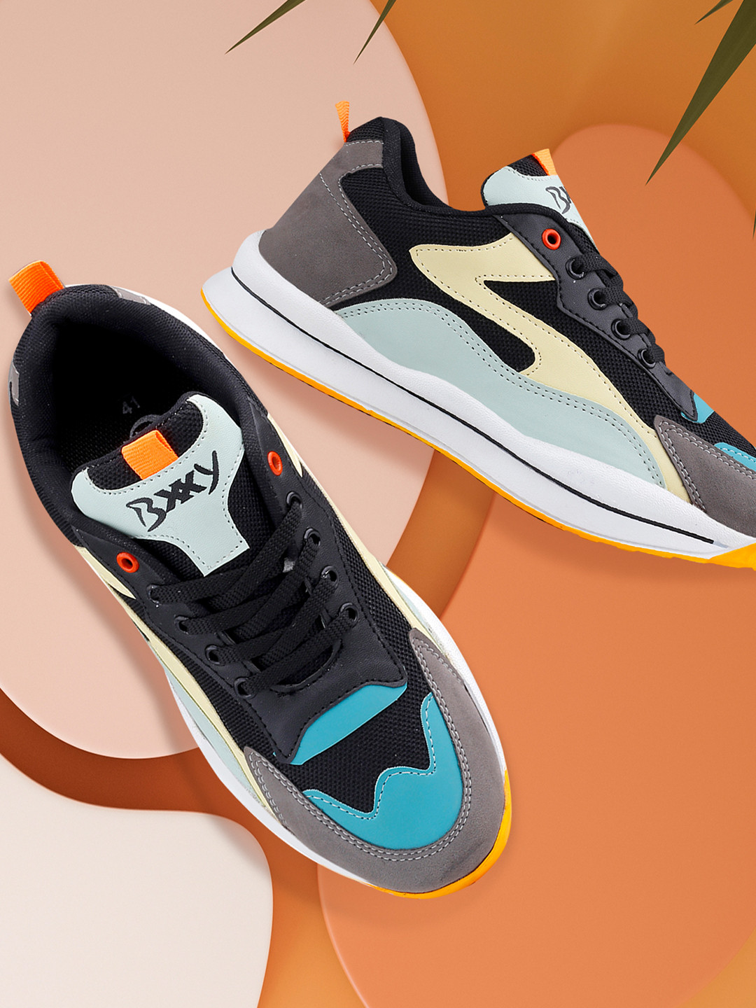 Bxxy Men Yellow Textile High-Top Running Non-Marking Shoes