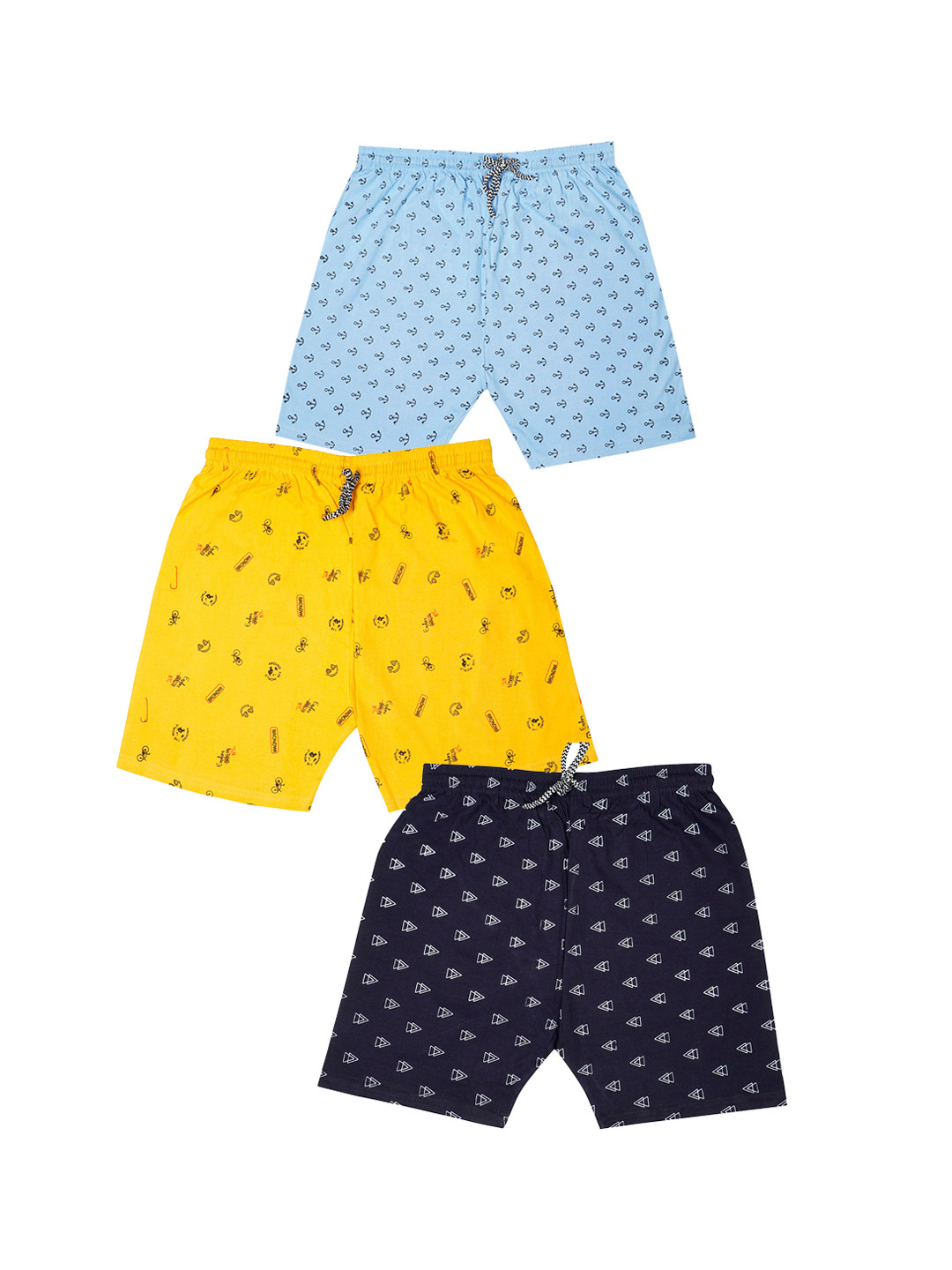 FASLA Boys Pack Of 3 Conversational Printed Pure Cotton Shorts